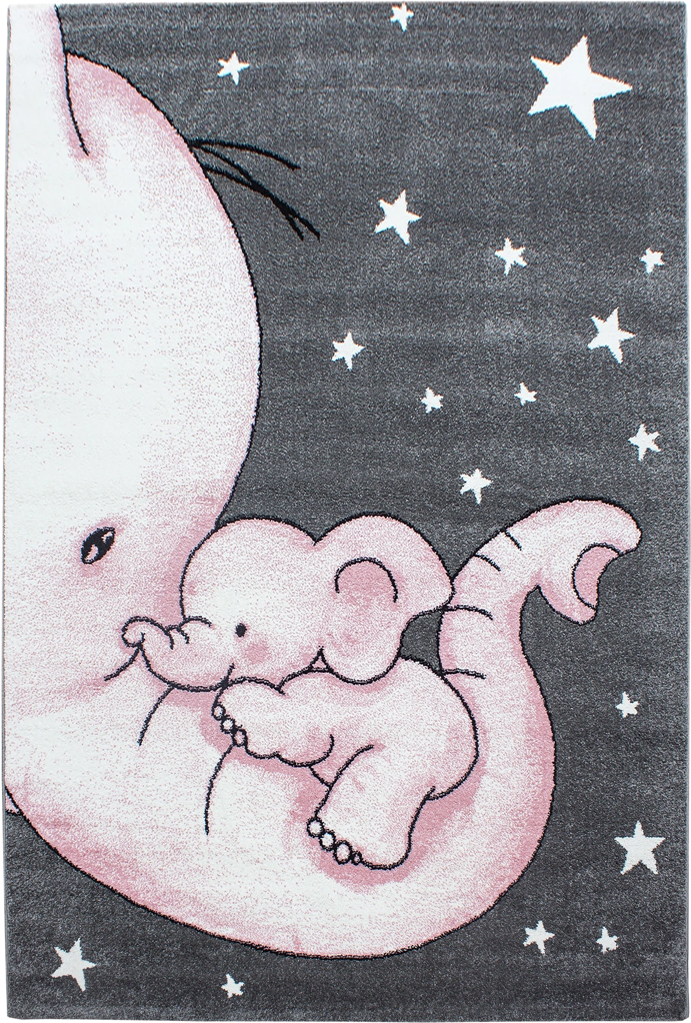 Cute Snuggling Elephant Nursery Rug | Pink