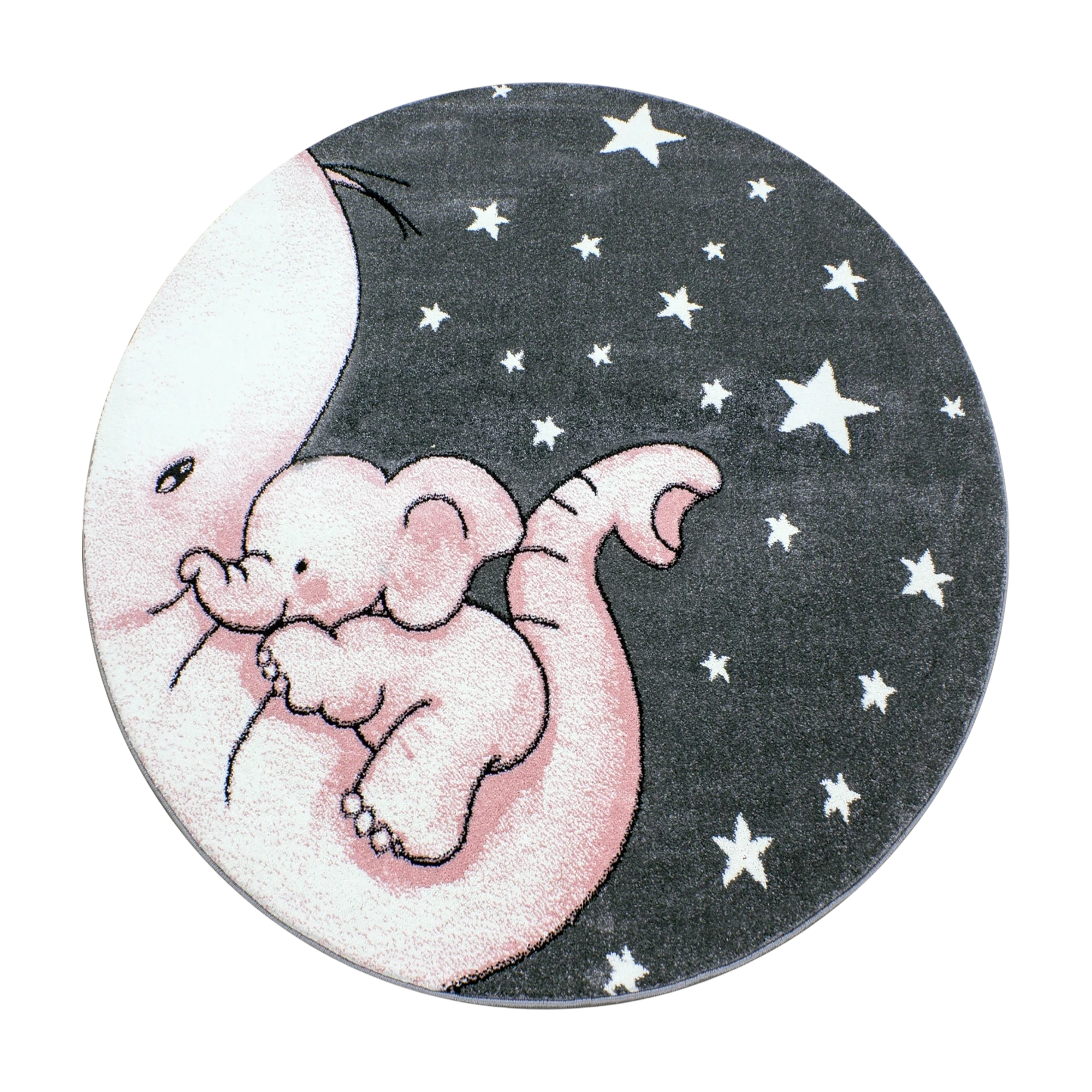 Cute Snuggling Elephant Nursery Rug | Pink