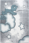 Bear on Clouds Star Fishing Kids Rug | Blue Blue