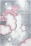 Bear on Clouds Star Fishing Kids Rug | Pink Pink
