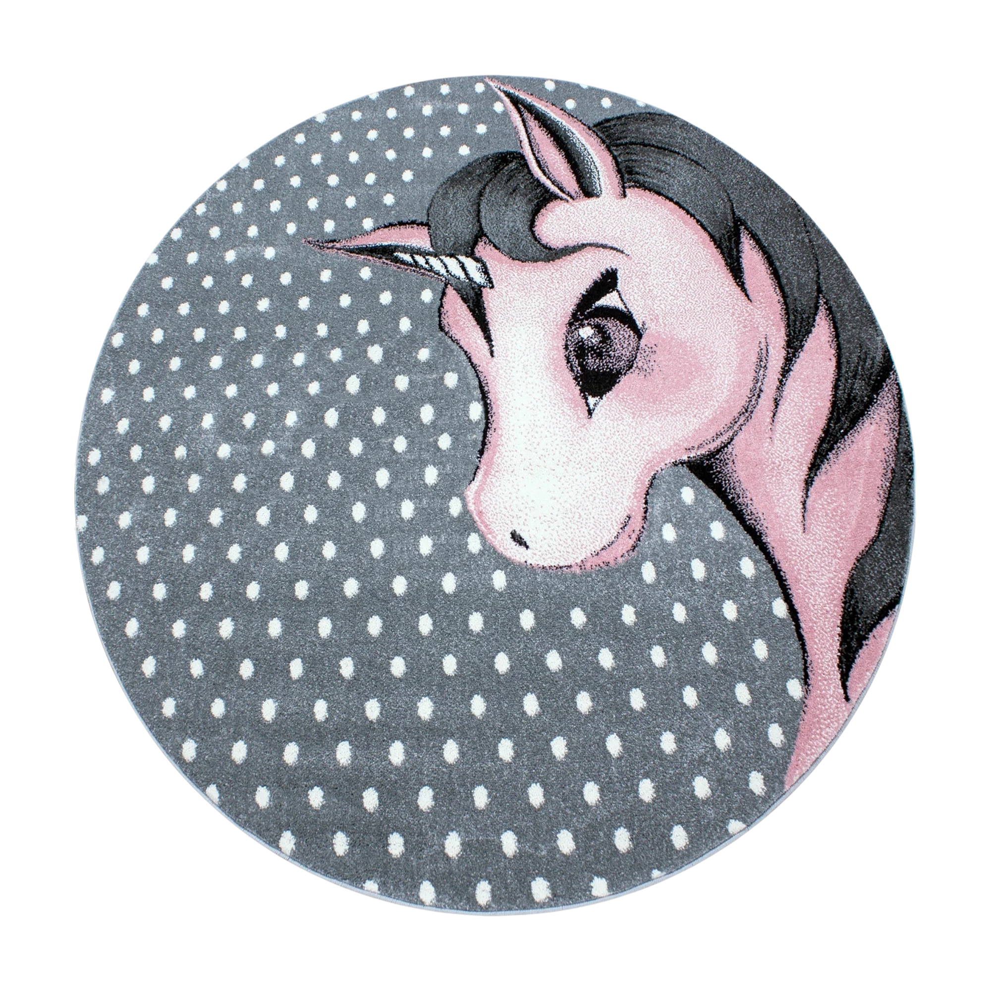 Cute Pink Unicorn Polka Dot Kids Rug | Pink
