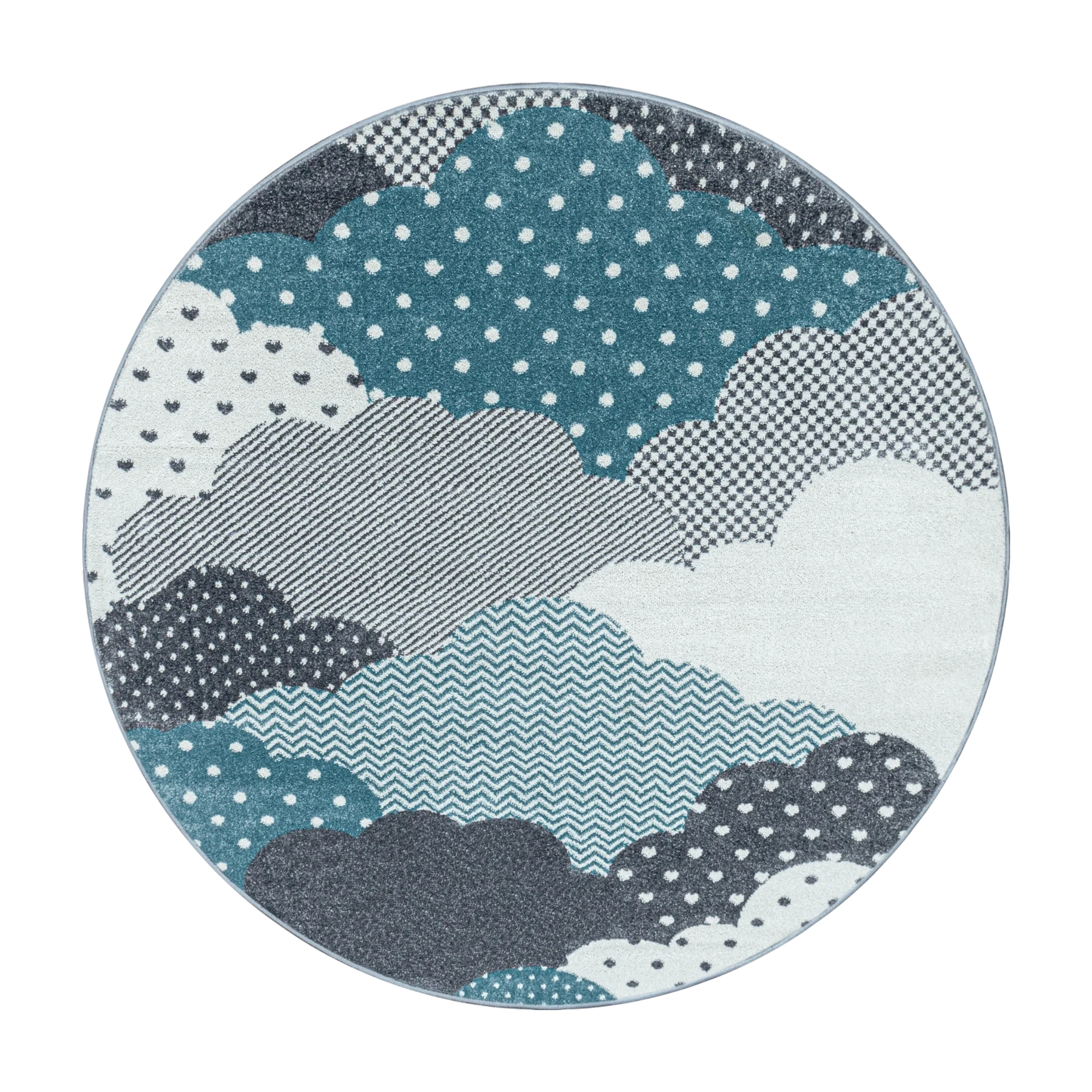 Nursery Rug with Patterned Clouds | Blue