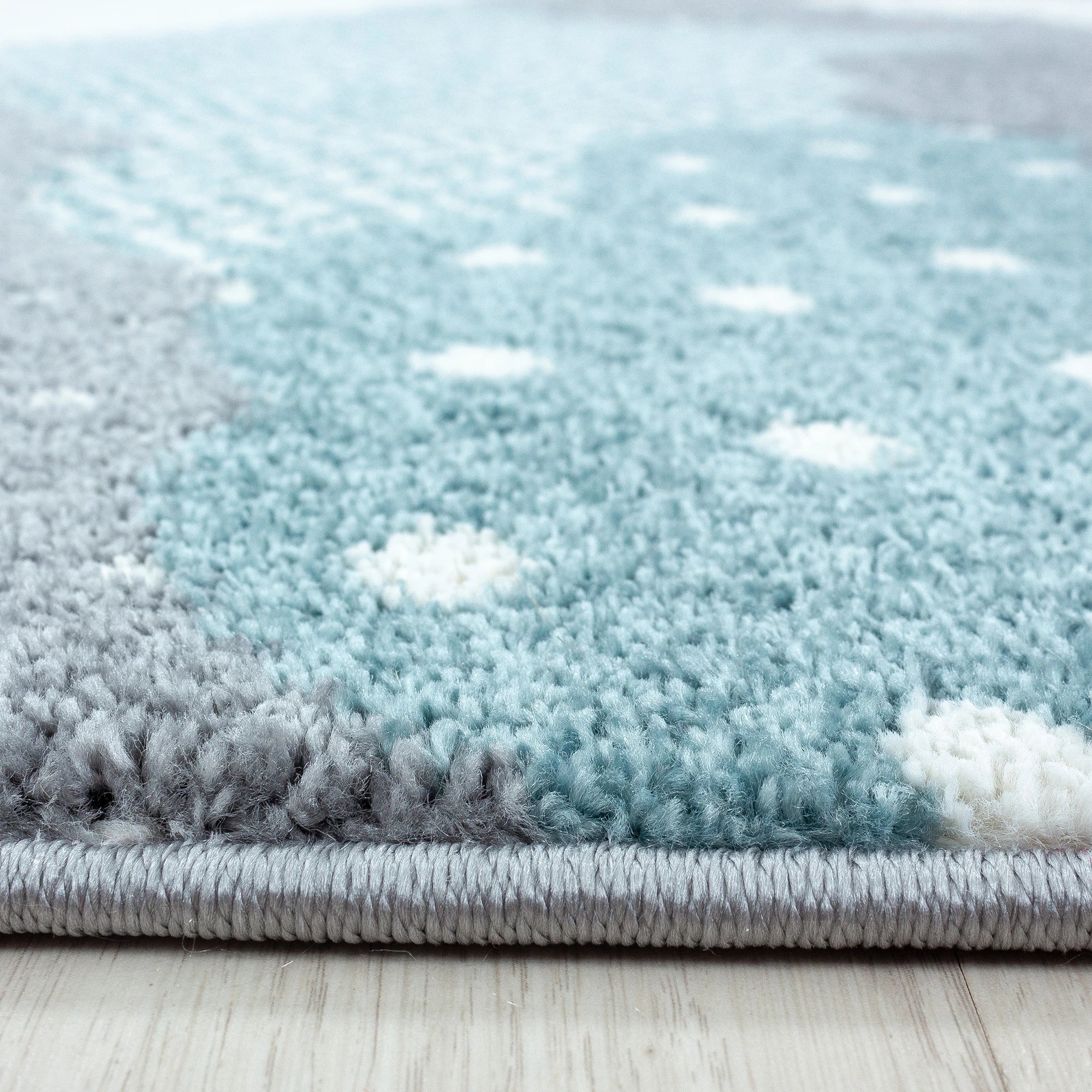 Nursery Rug with Patterned Clouds | Blue