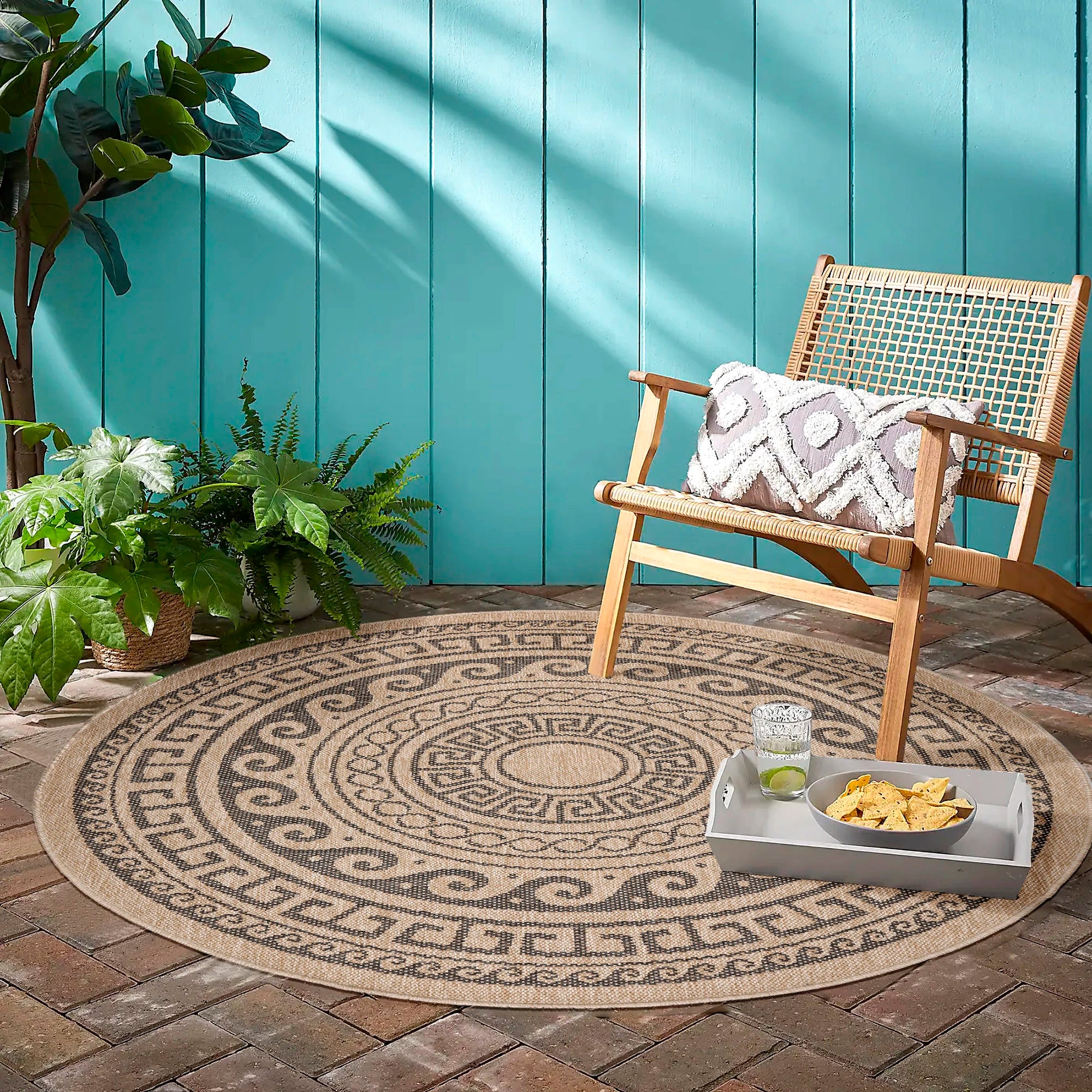 Vintage Jute Chic Round Rug | Black