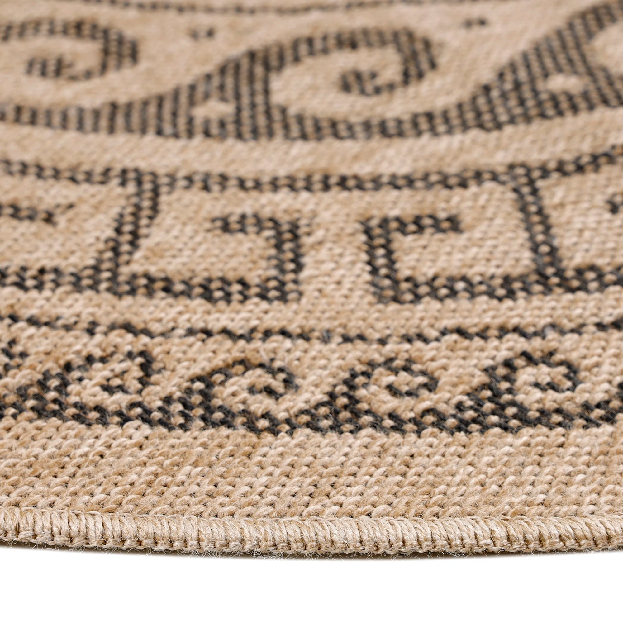 Vintage Jute Chic Round Rug | Black