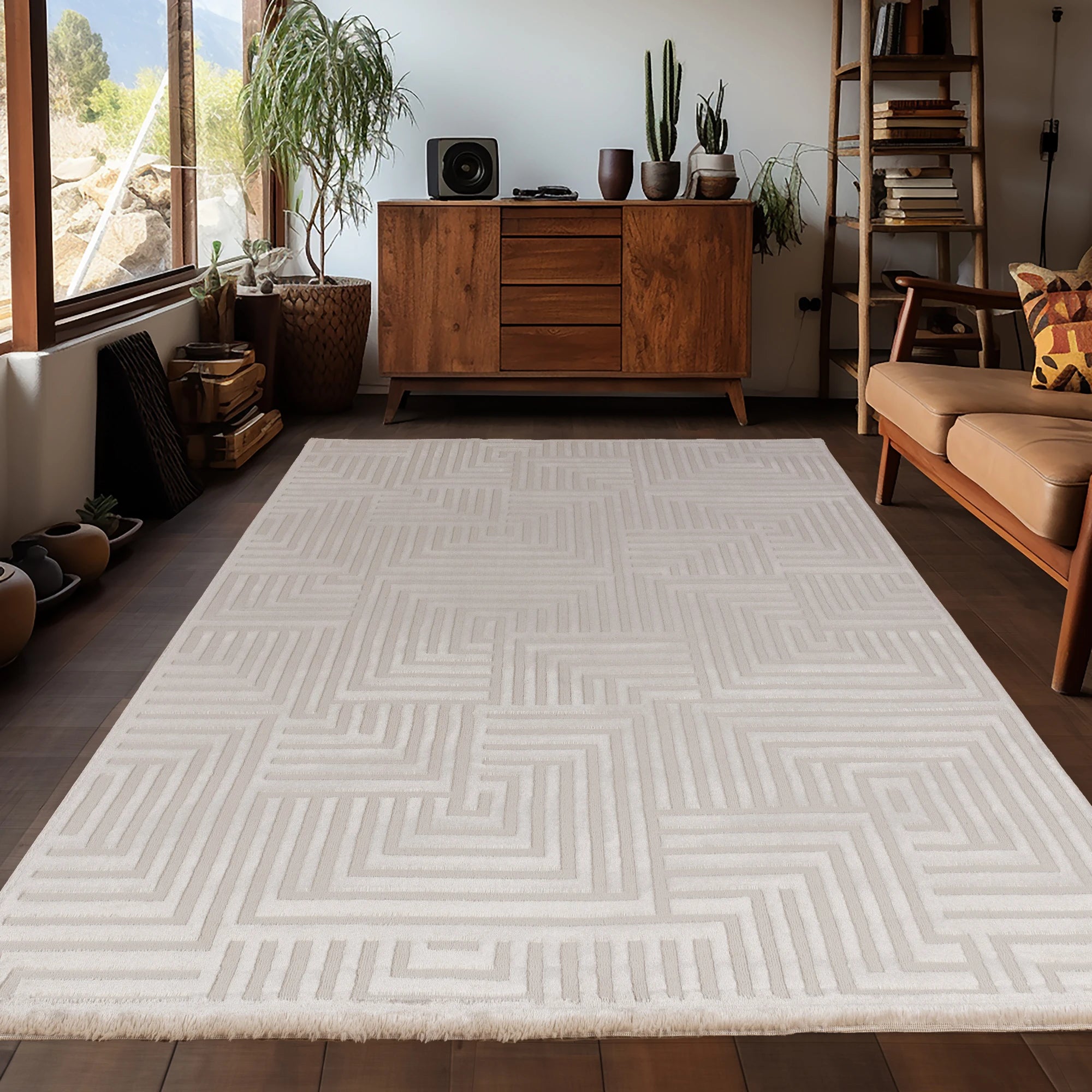 Sculpted Labyrinth Rug | Beige