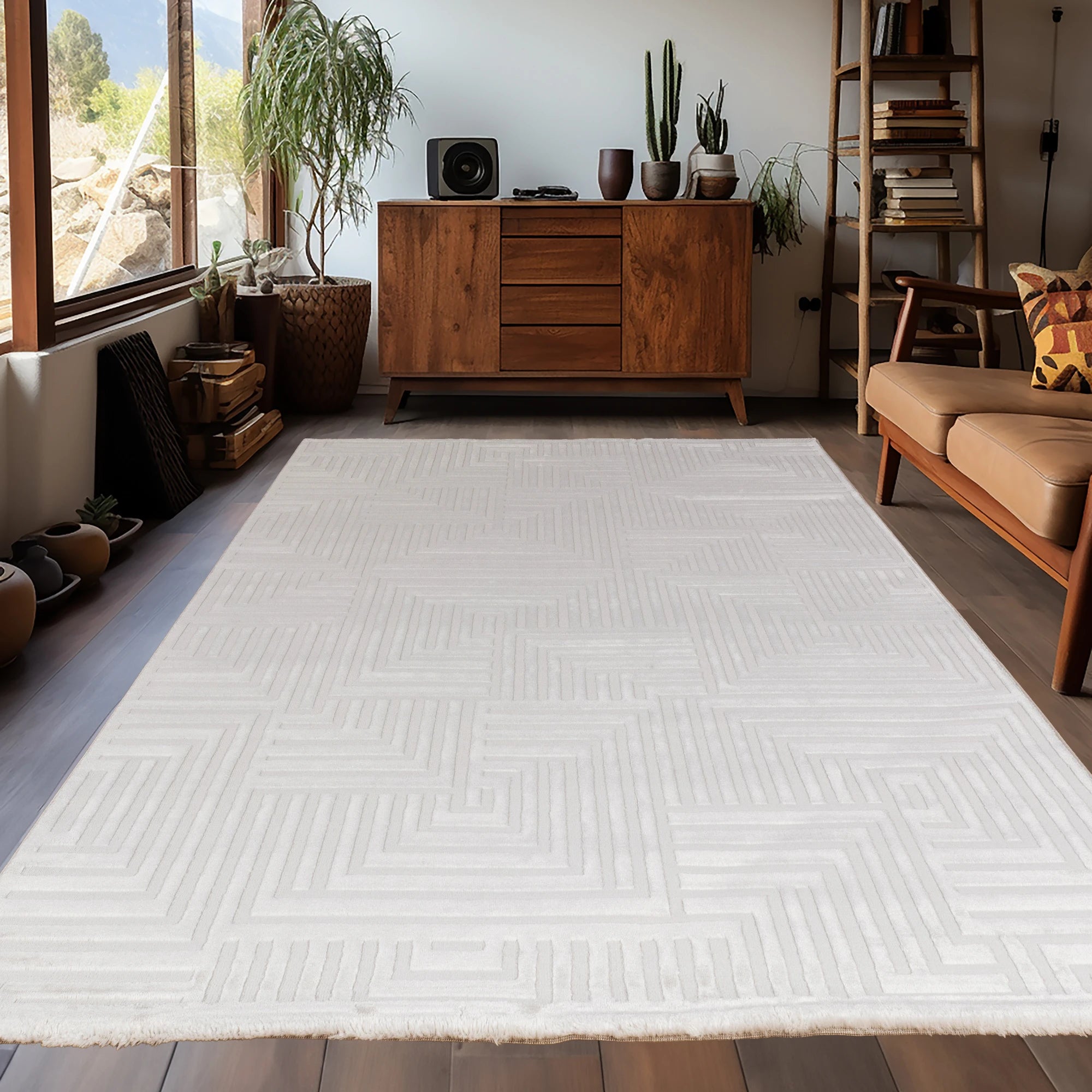 Sculpted Labyrinth Rug | Cream