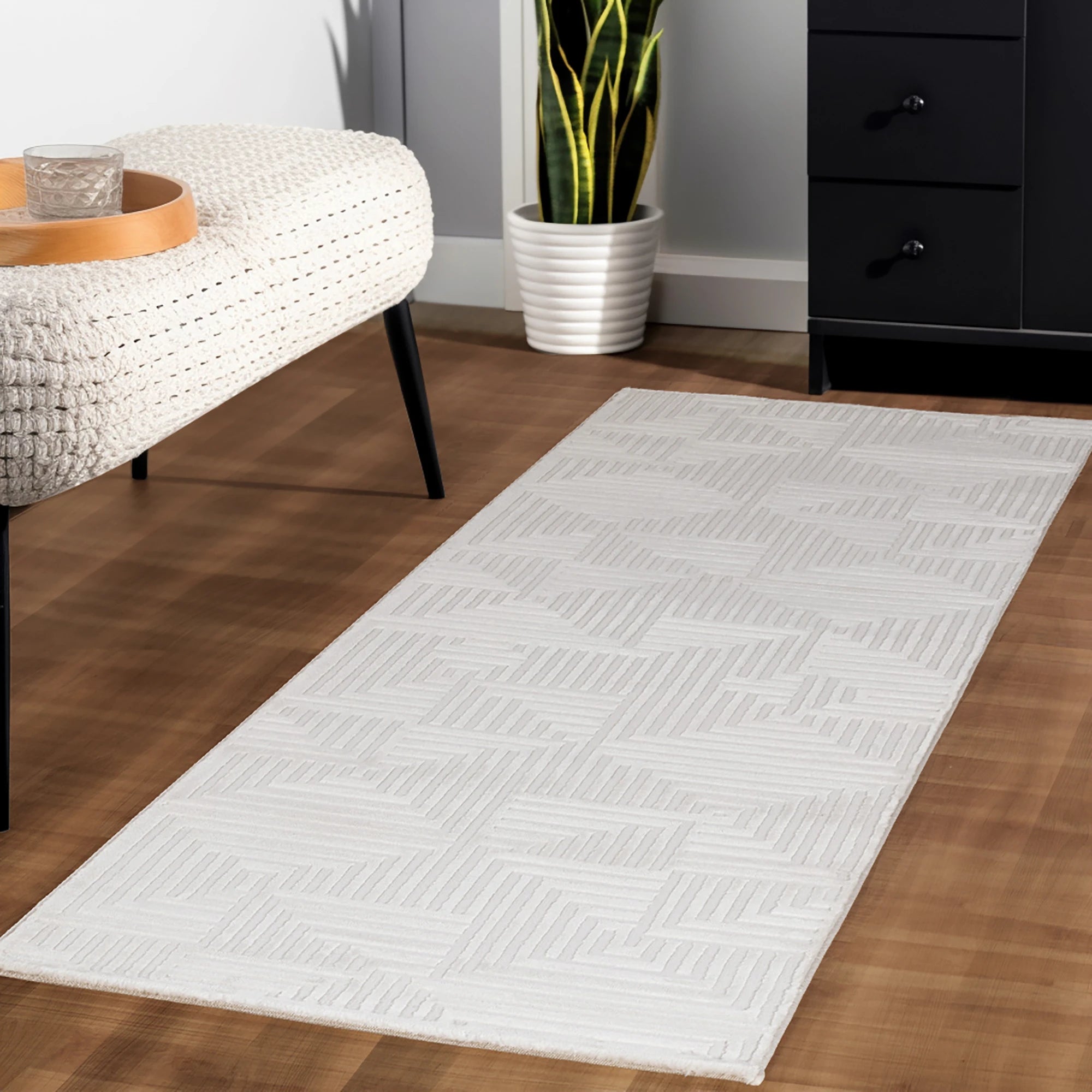 Sculpted Labyrinth Rug | Cream