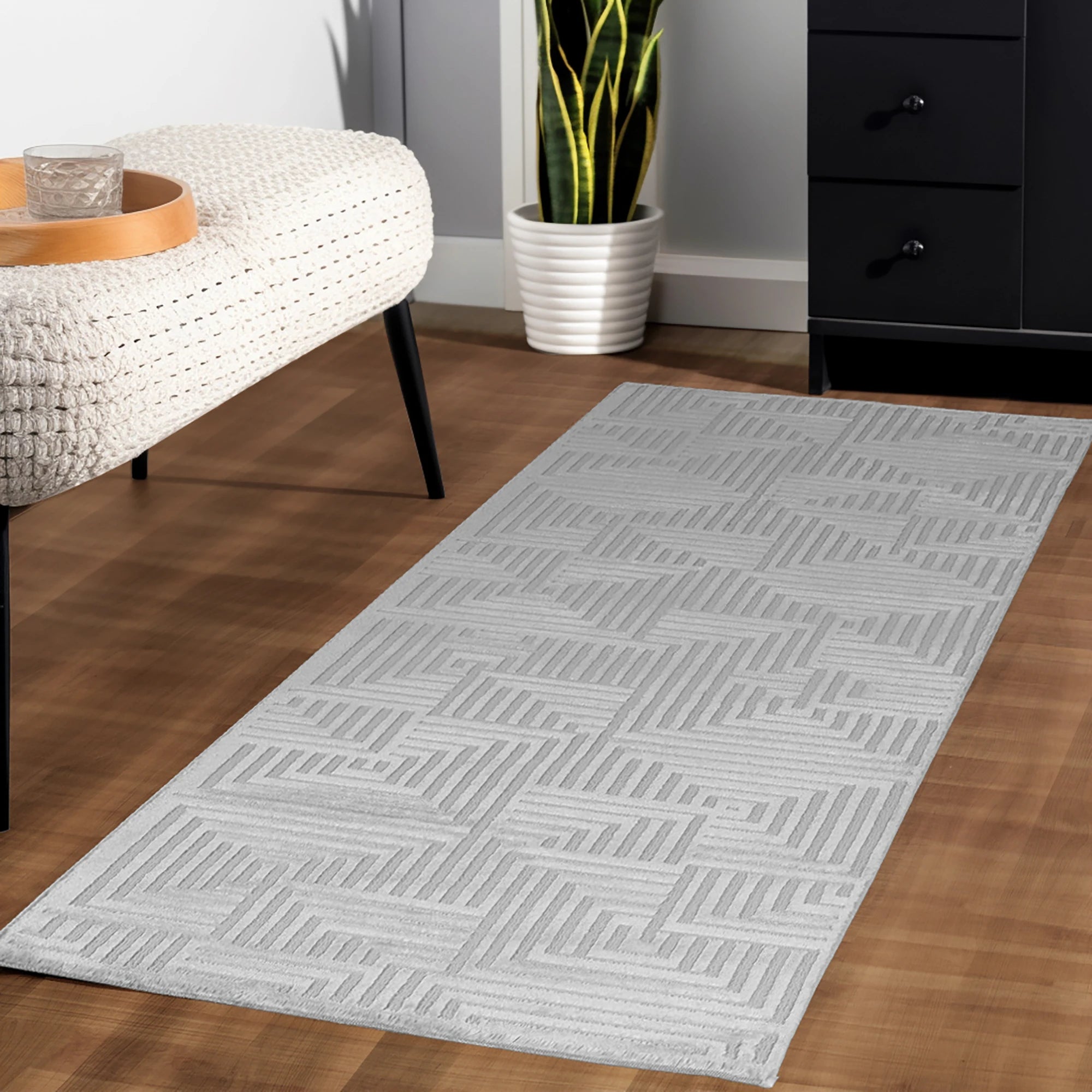 Sculpted Labyrinth Rug | Silver