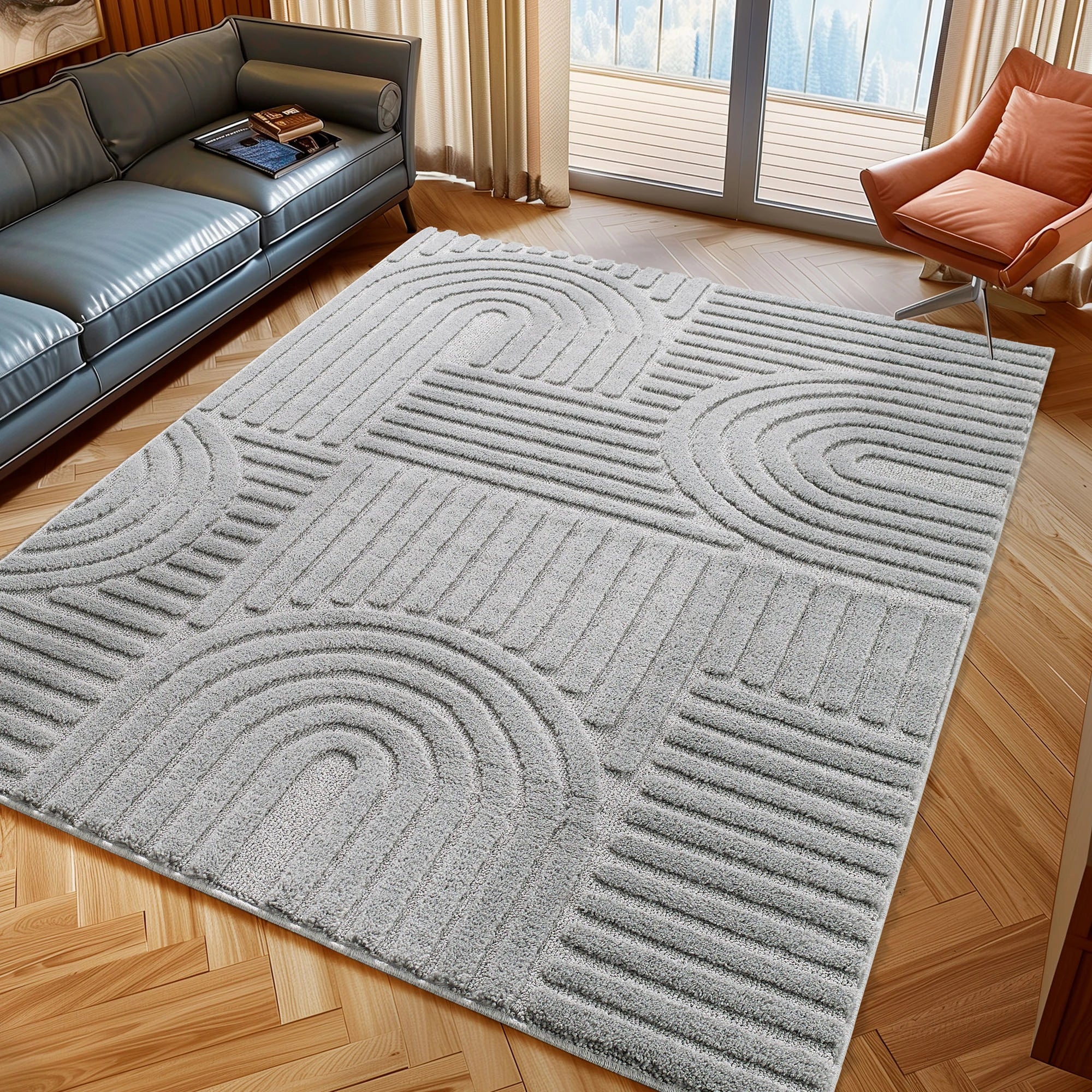 Modern Boho Rug | Silver Scandinavian Design