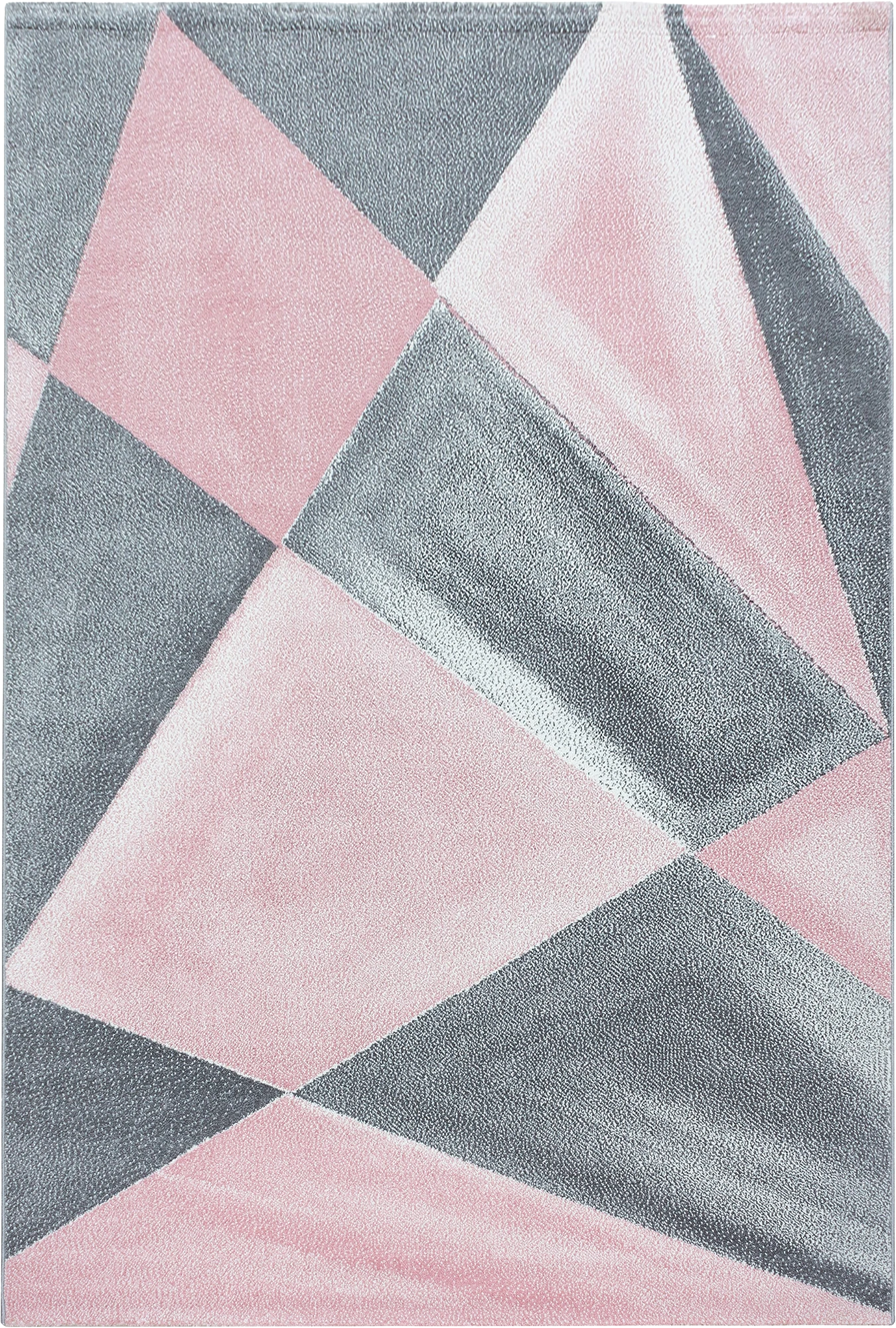 Abstract Geometric Rug | Pink & Grey