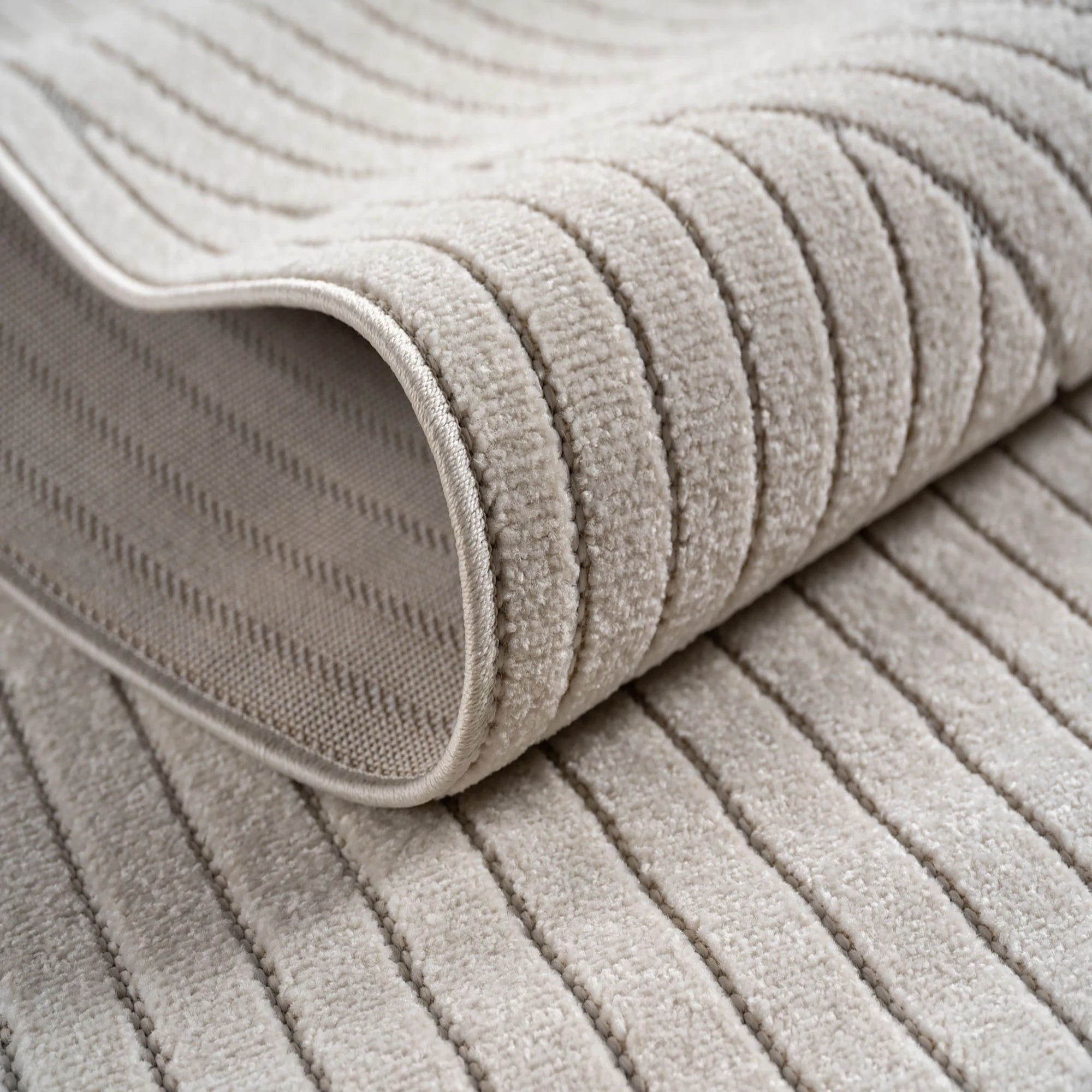 Scandinavian Half-Circle Living Room Rug | Cream