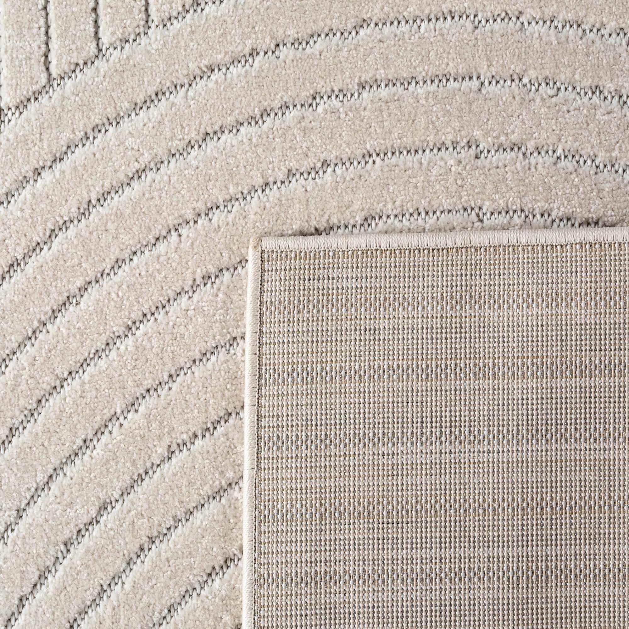 Scandinavian Half-Circle Living Room Rug | Cream