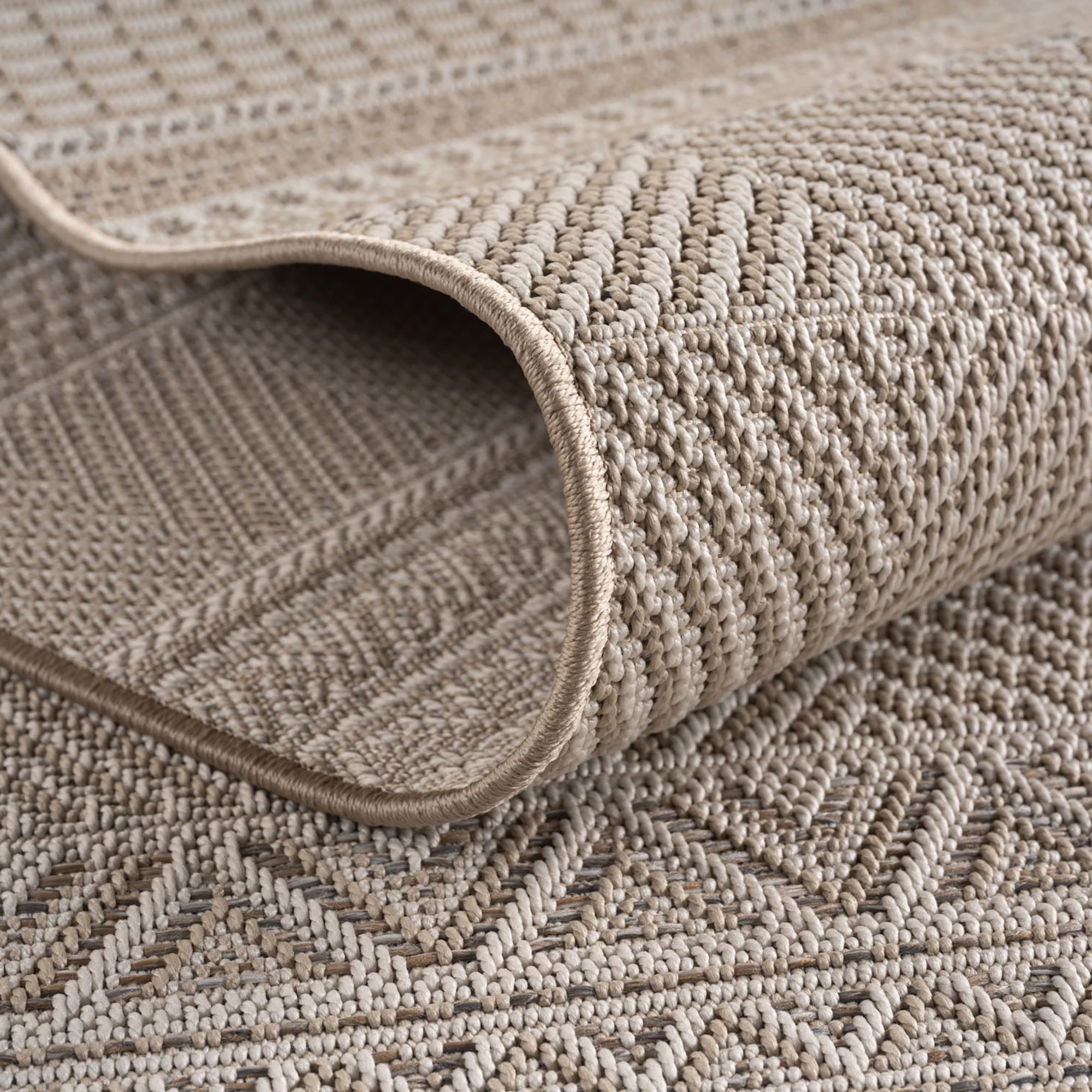 Botanical Outdoor Palm Leaf Design Rug | Beige