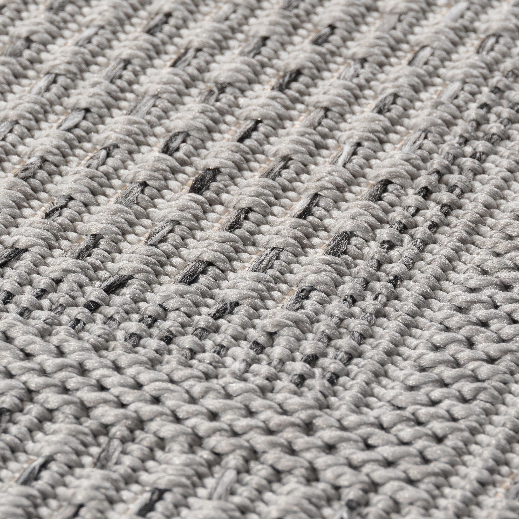 Solid Texture Double Border Patio Rug | Gray