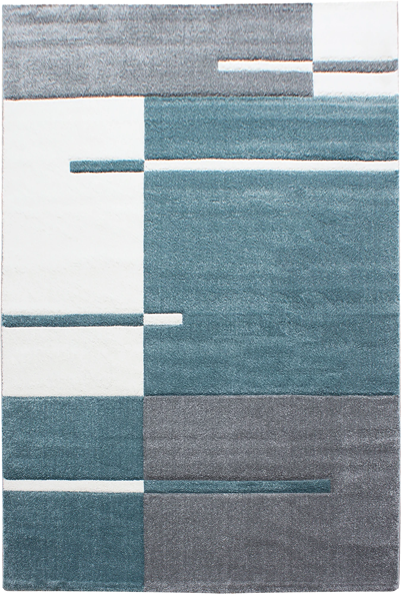 Abstract Glitch Art Geometric Design Rug | Blue