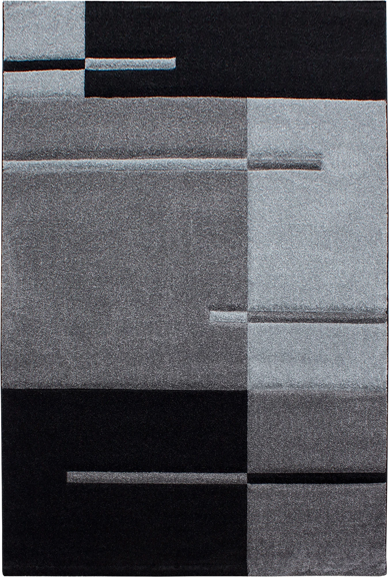 Abstract Glitch Art Geometric Design Rug | Gray