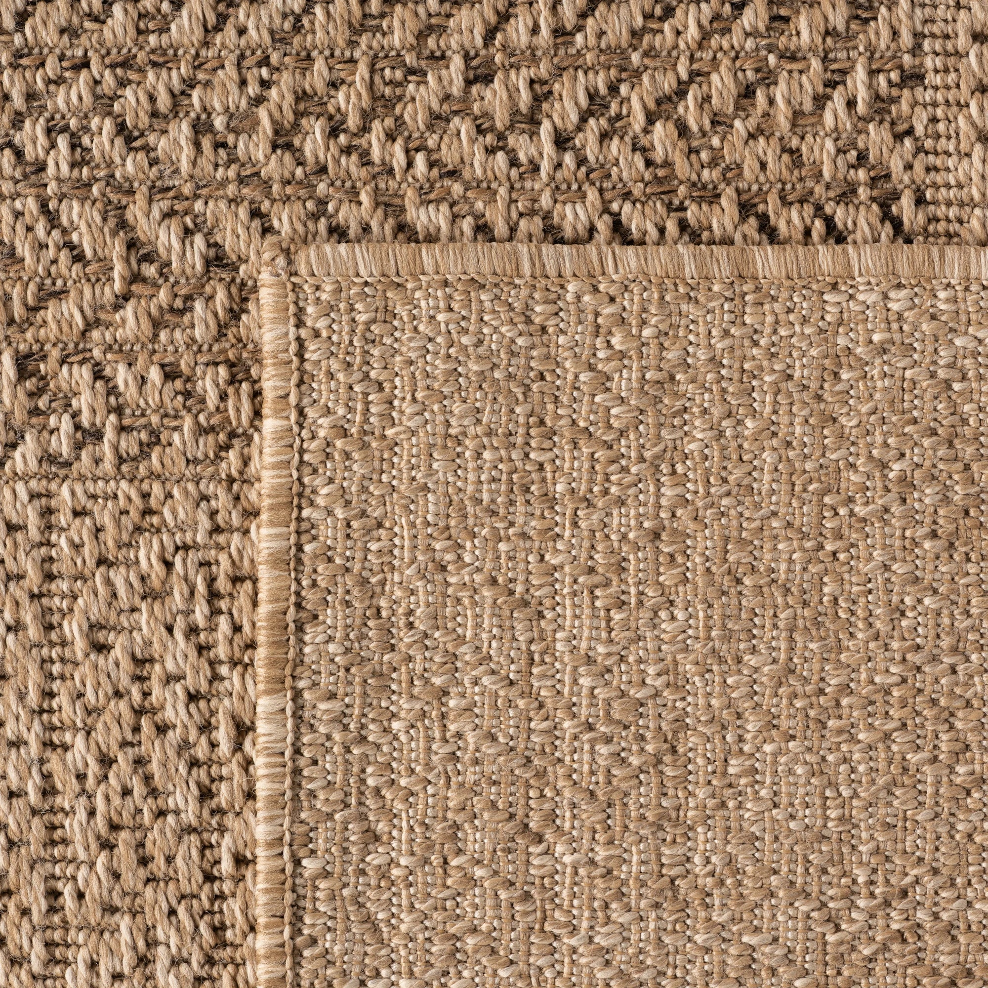 Natural Jute Look Square Area Rug | Beige