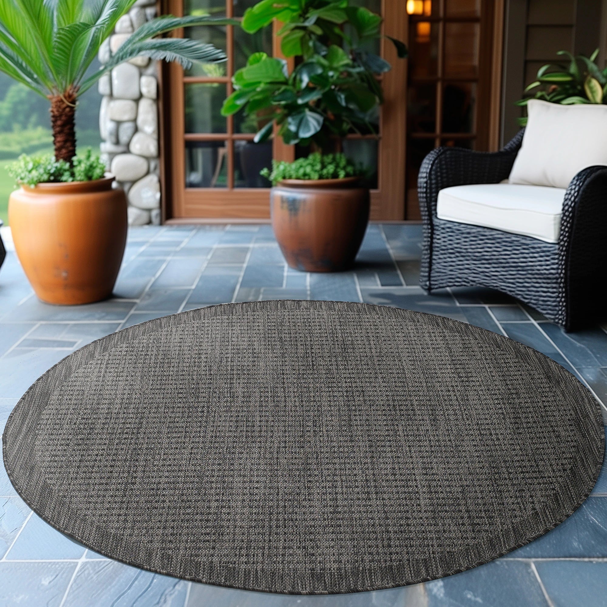 Flatweave Minimalist Woven Area Rug | Black
