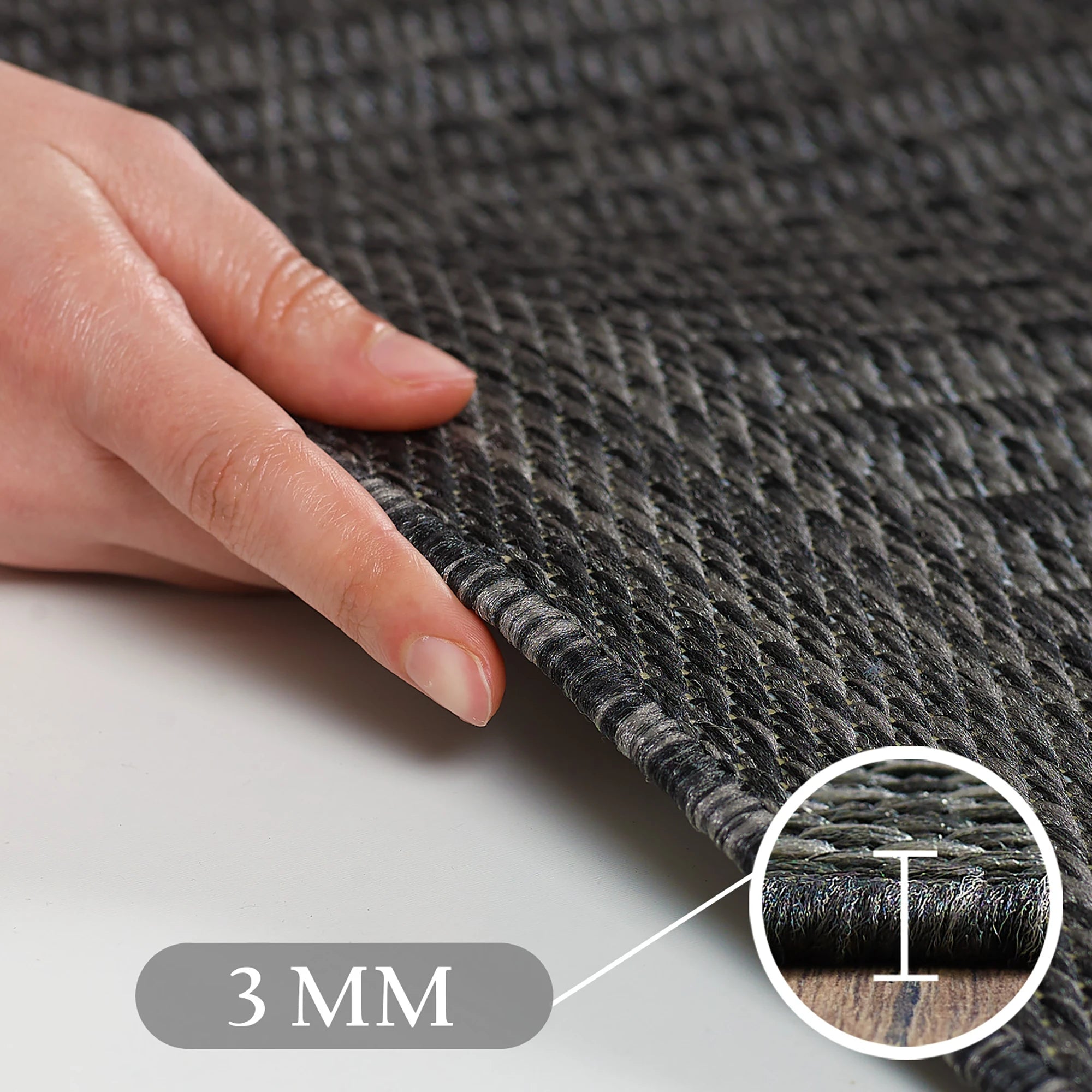 Flatweave Minimalist Woven Area Rug | Black