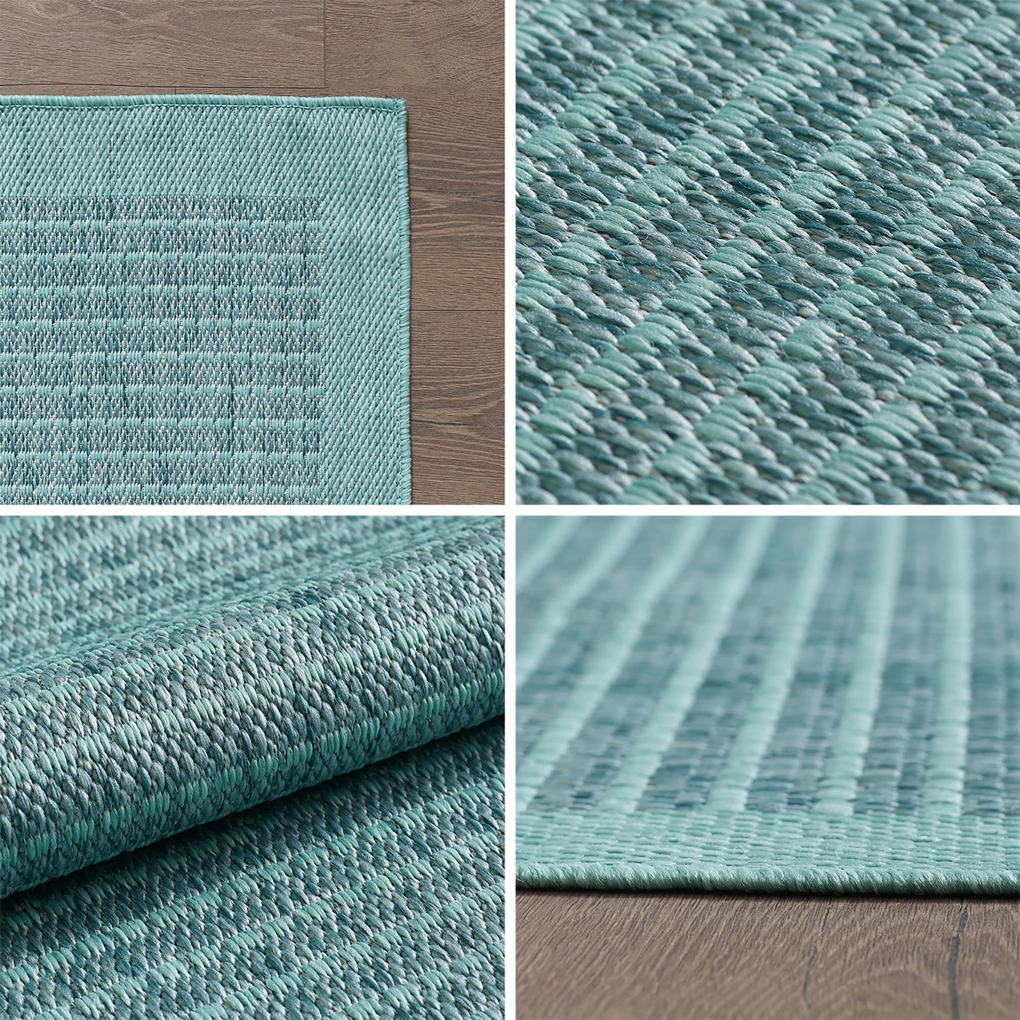 Flatweave Minimalist Woven Area Rug | Blue