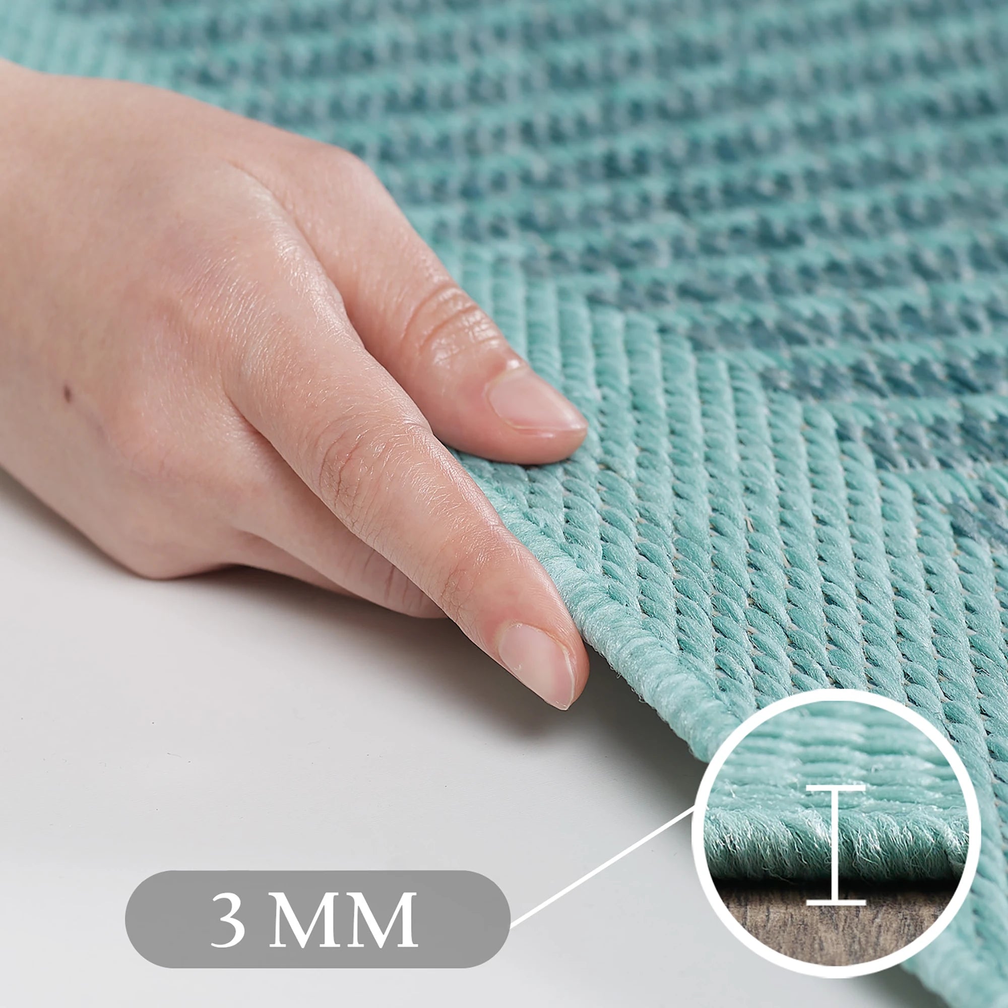 Flatweave Minimalist Woven Area Rug | Blue