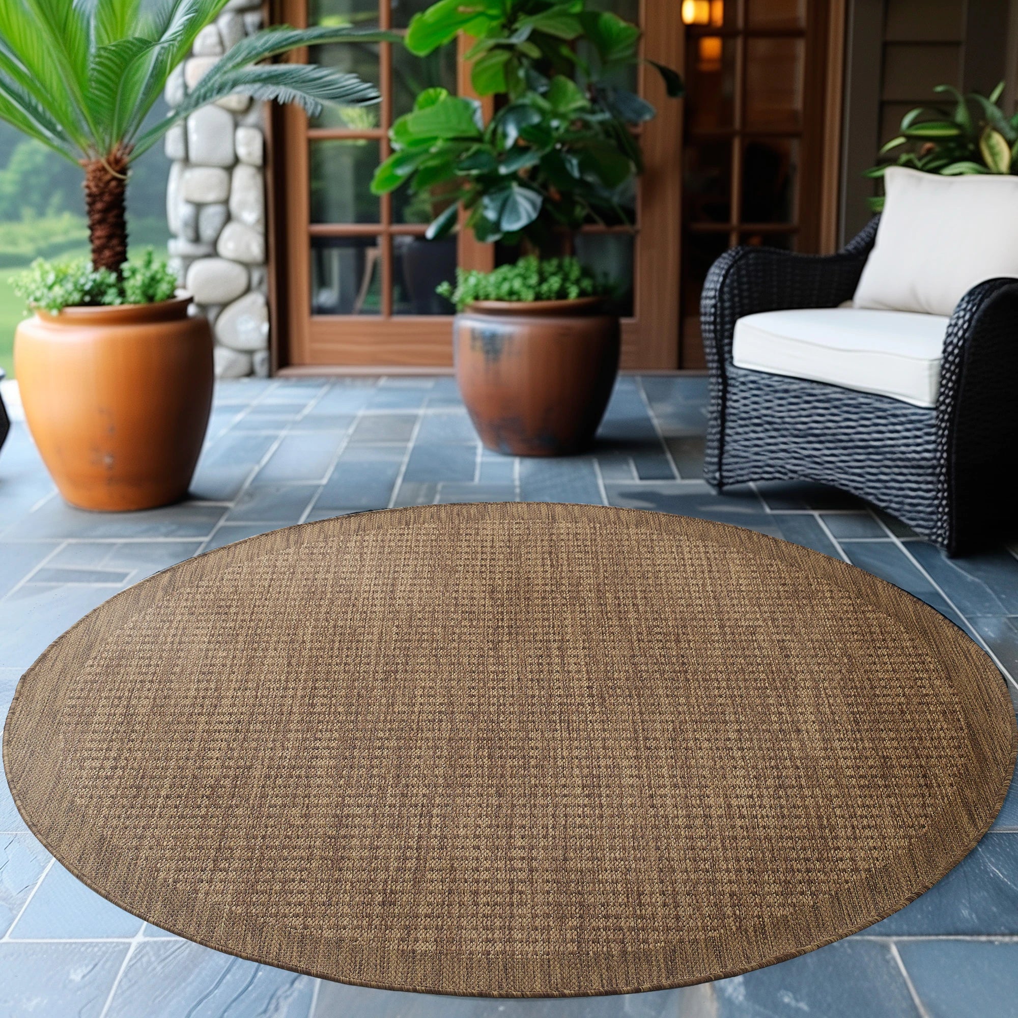 Flatweave Minimalist Woven Area Rug | Brown