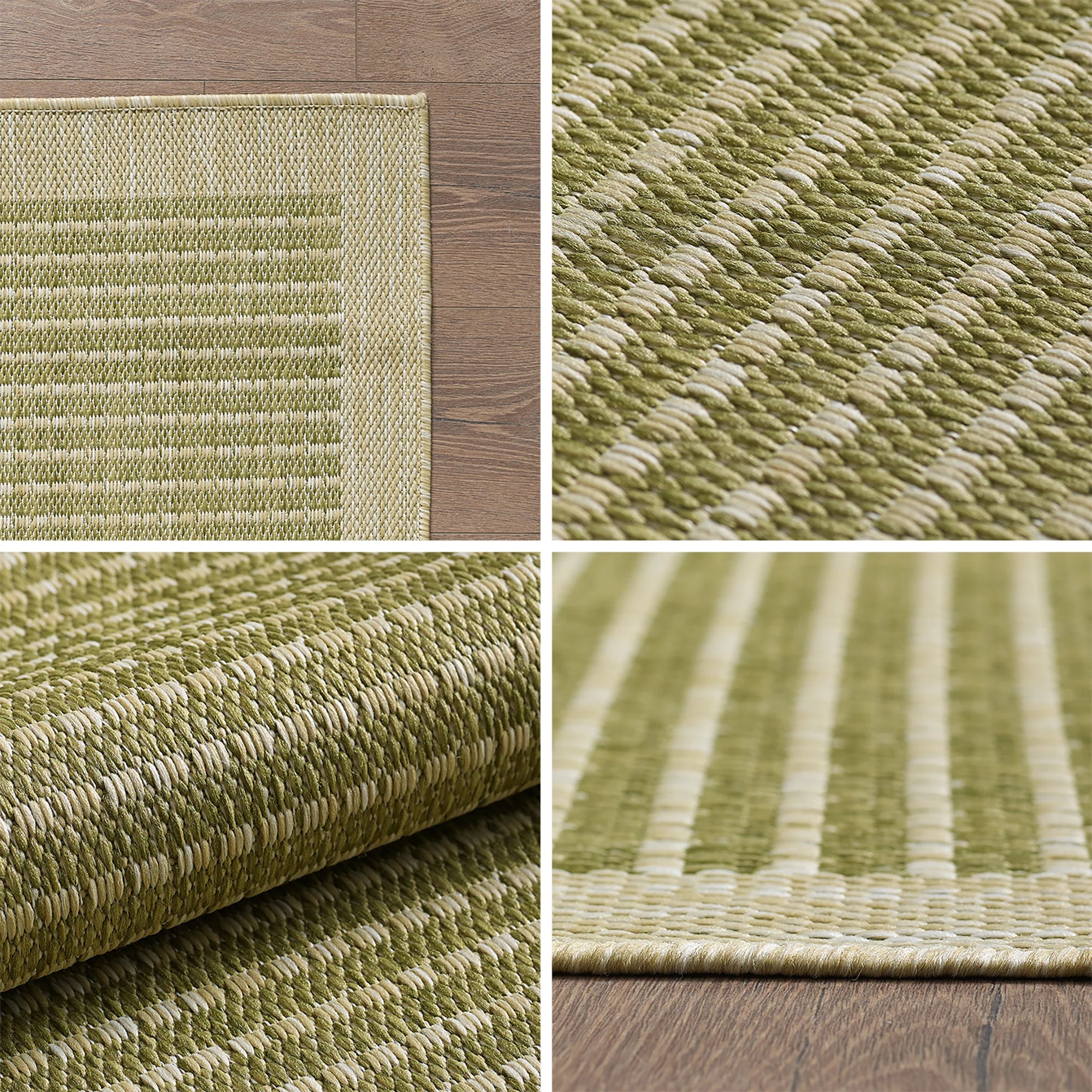 Flatweave Minimalist Woven Area Rug | Green