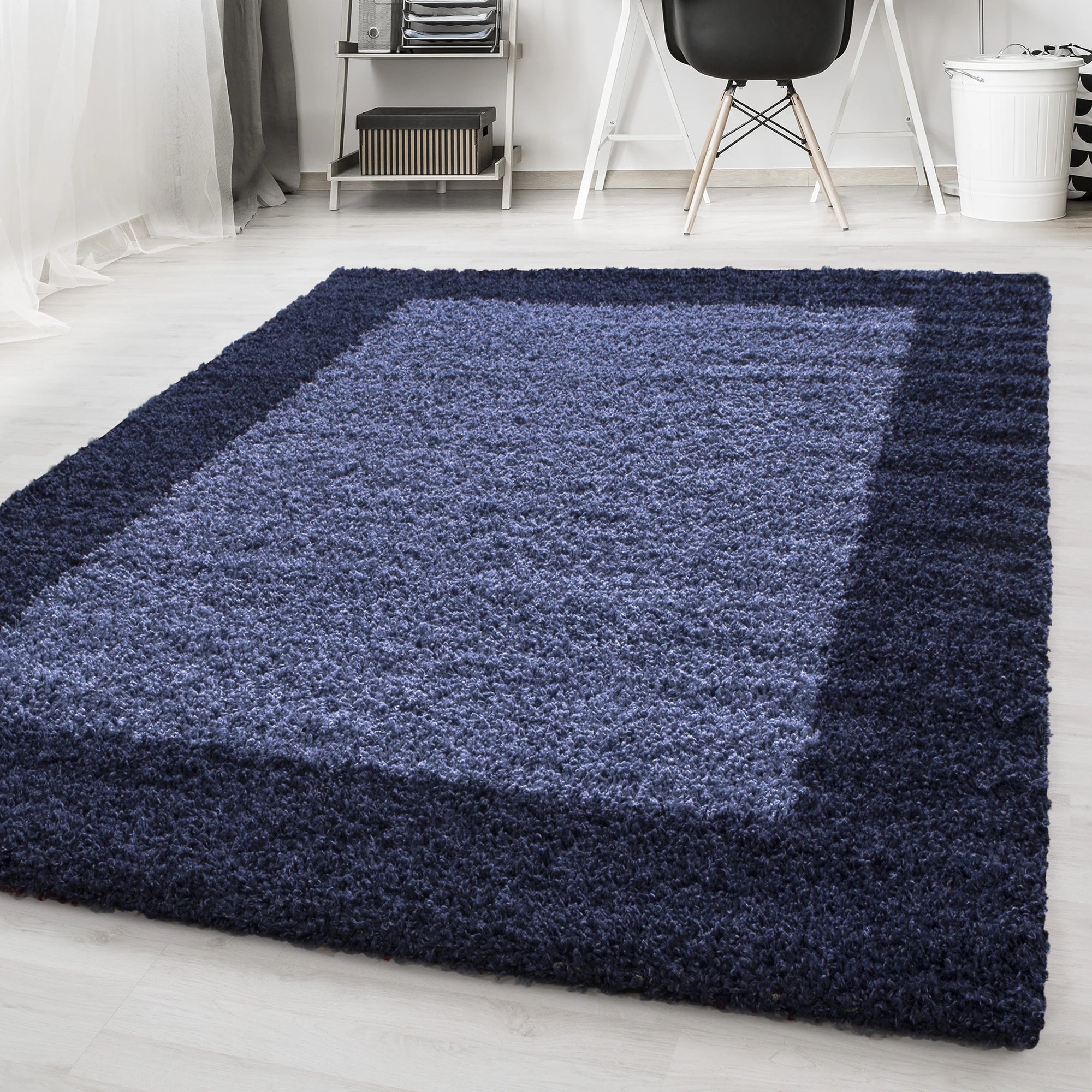 Bordered Elegant Area Rug Modern | Navy Blue