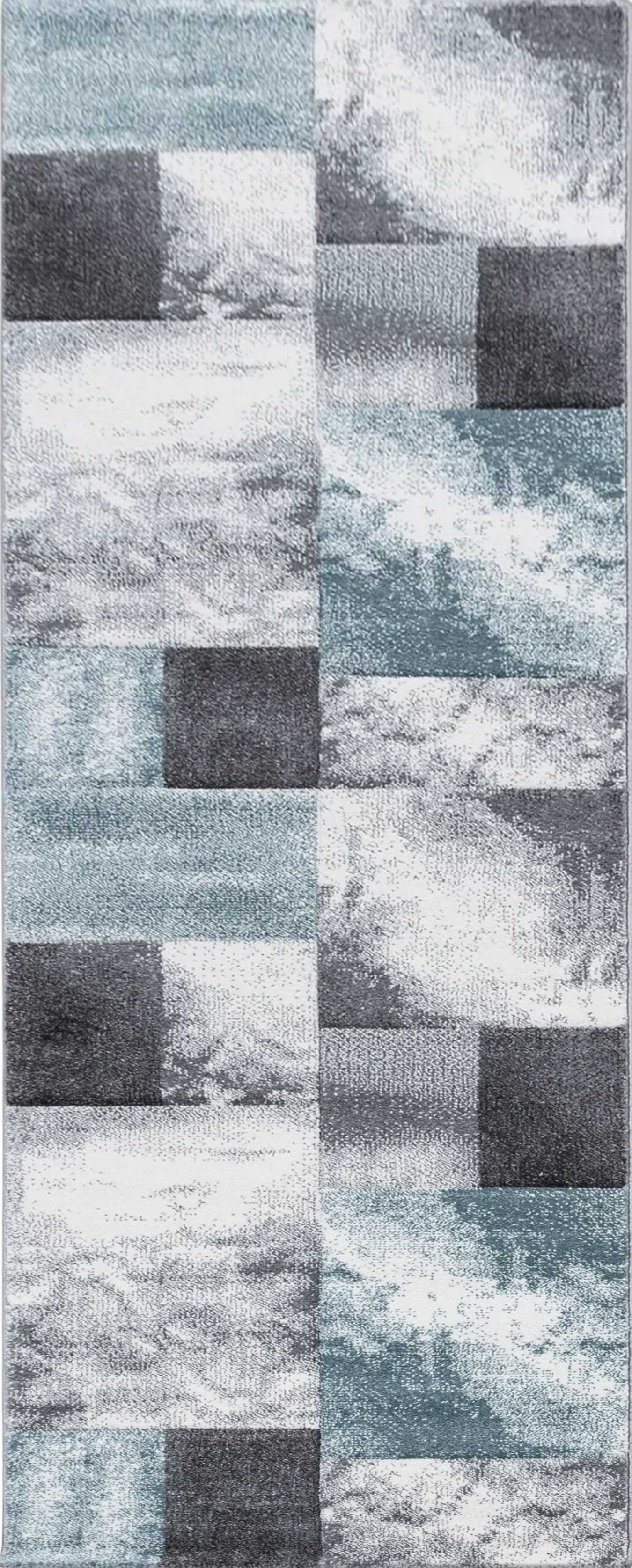 Abstract Distressed Block Pattern Area Rug | Blue