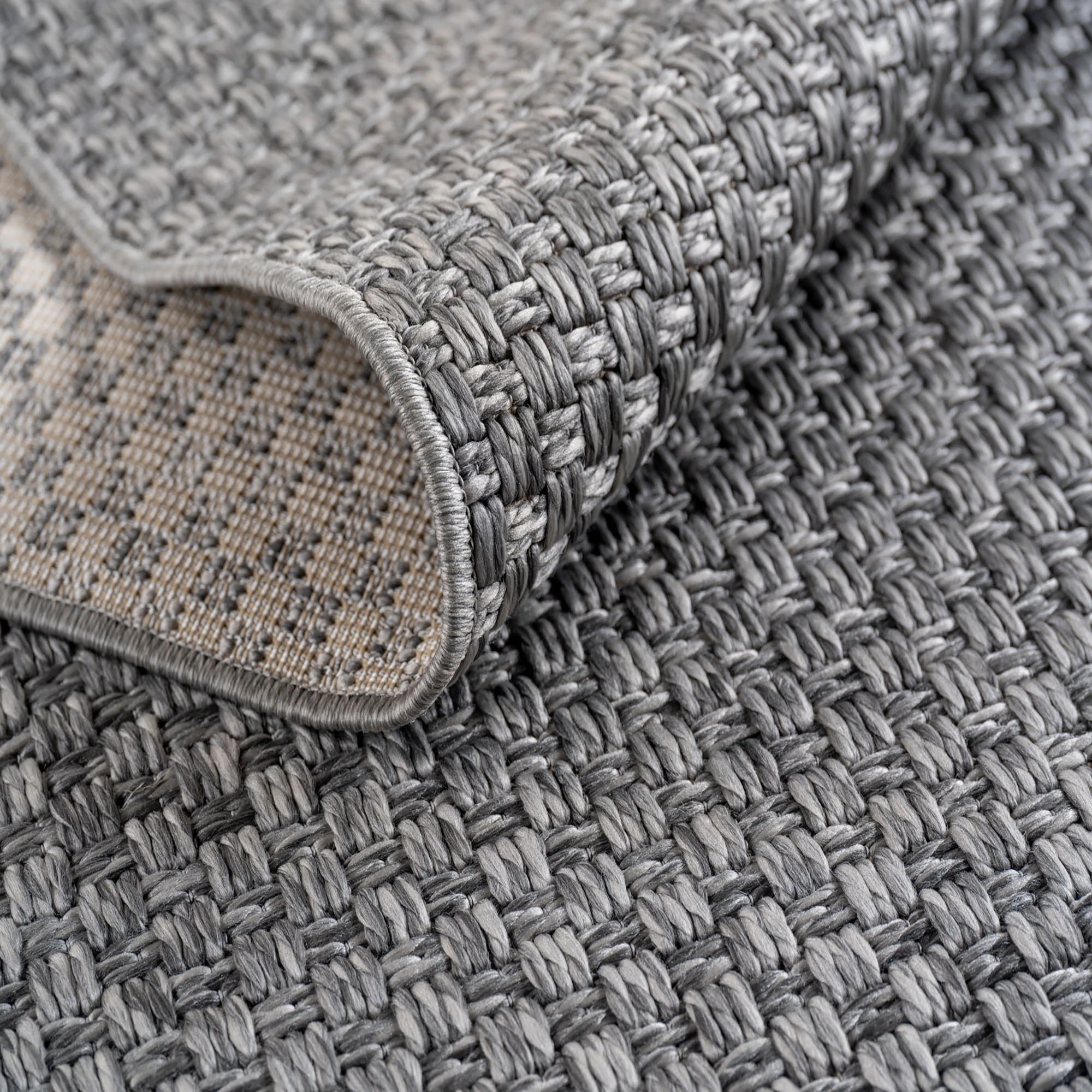 Durable Patio Solid Flatweave Area Rug | Gray