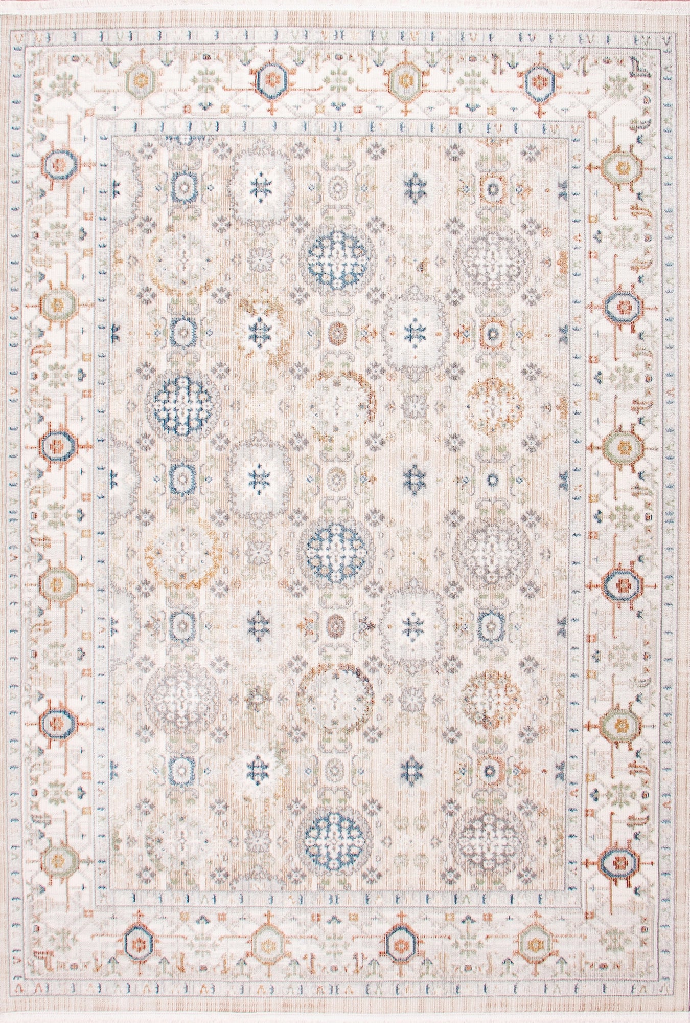 Elfenbeinfarbener Harmony Vintage Medaillon Teppich