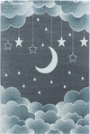 Night Sky Cloud Pattern Playroom Kids Rug | Blue Blue