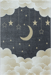 Night Sky Cloud Pattern Playroom Kids Rug | Yellow Yellow