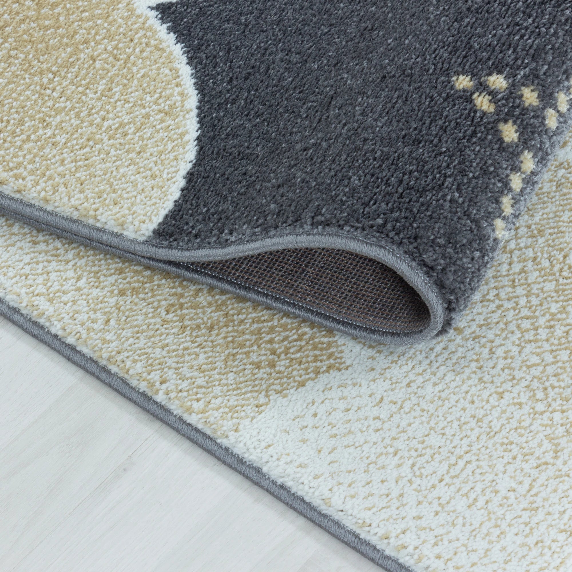 Night Sky Cloud Pattern Playroom Kids Rug | Yellow