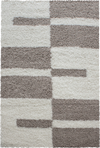 Checkered Plaid Block Shag Rug | Beige Beige