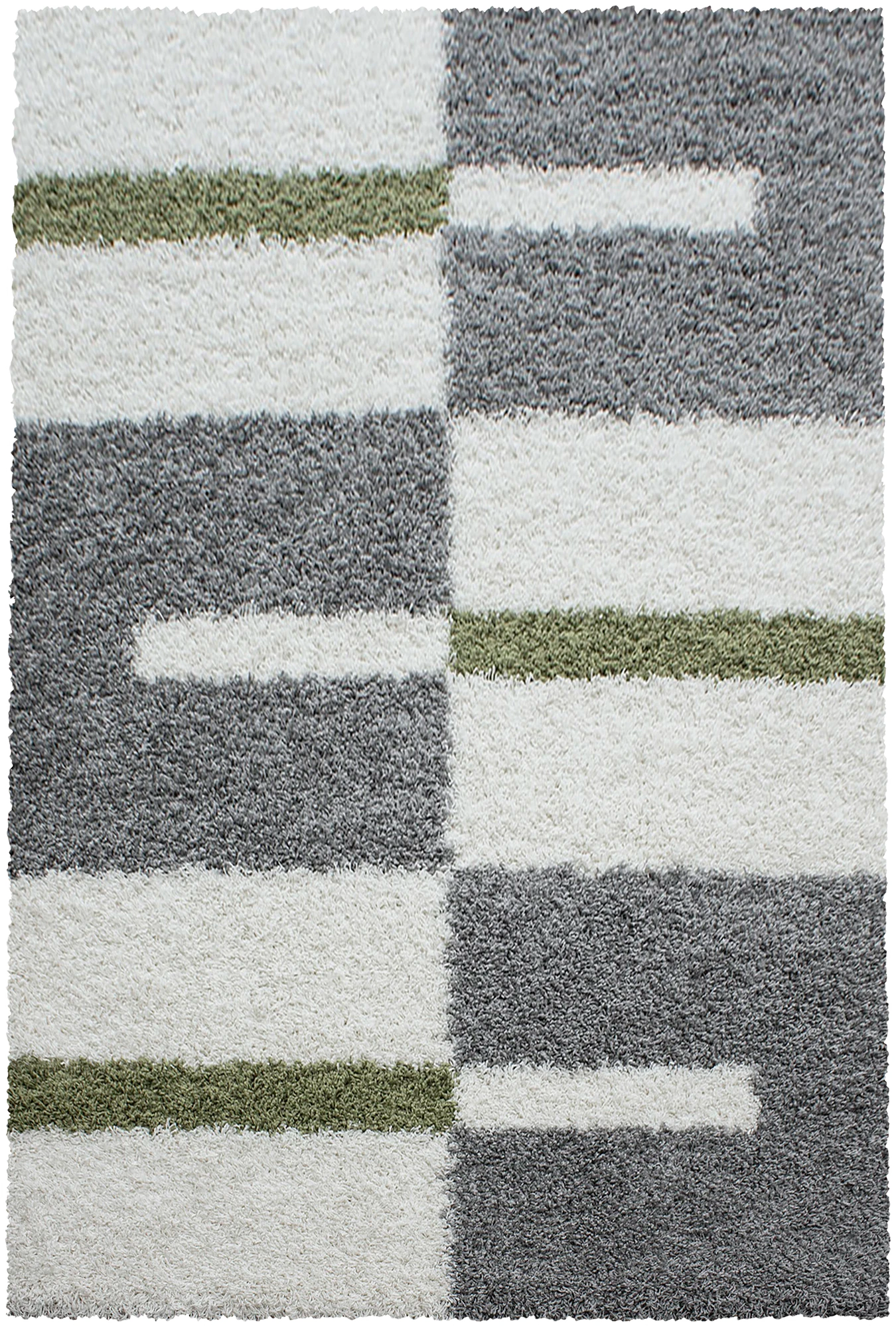 Checkered Plaid Block Shag Rug | Green