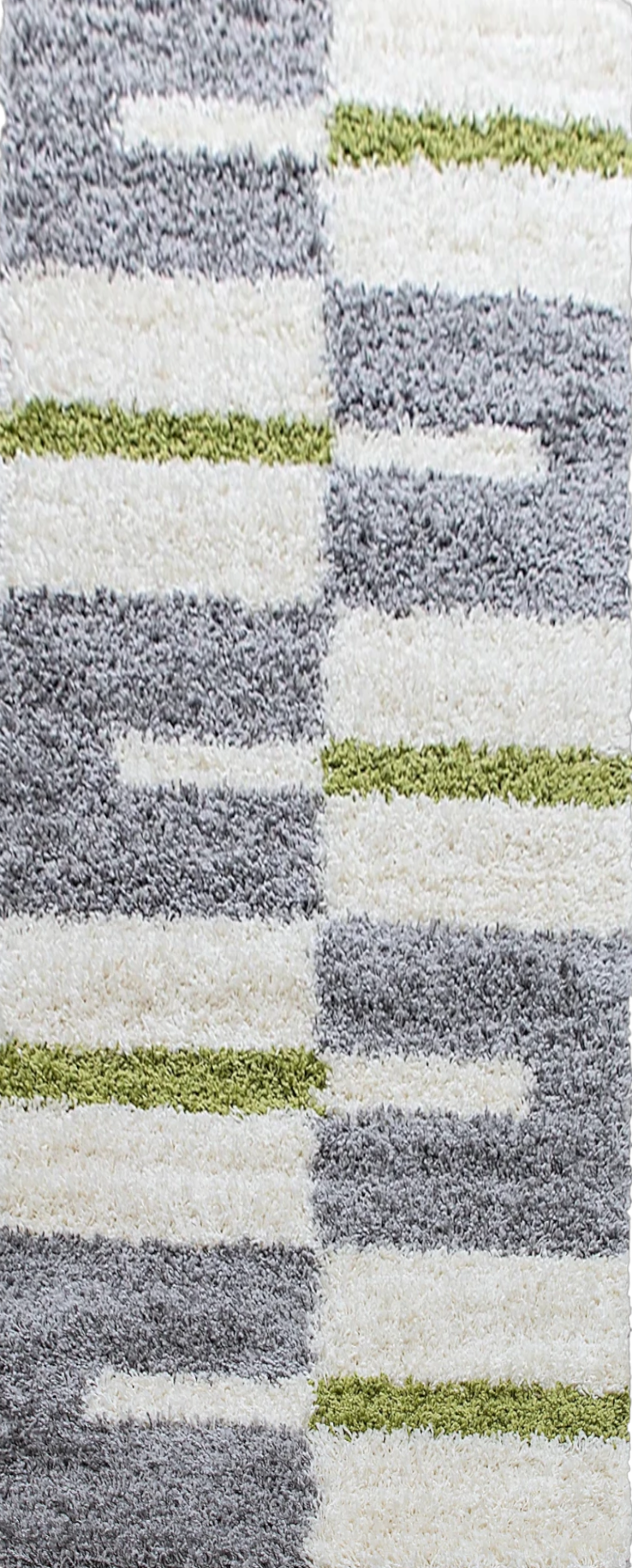 Checkered Plaid Block Shag Rug | Green