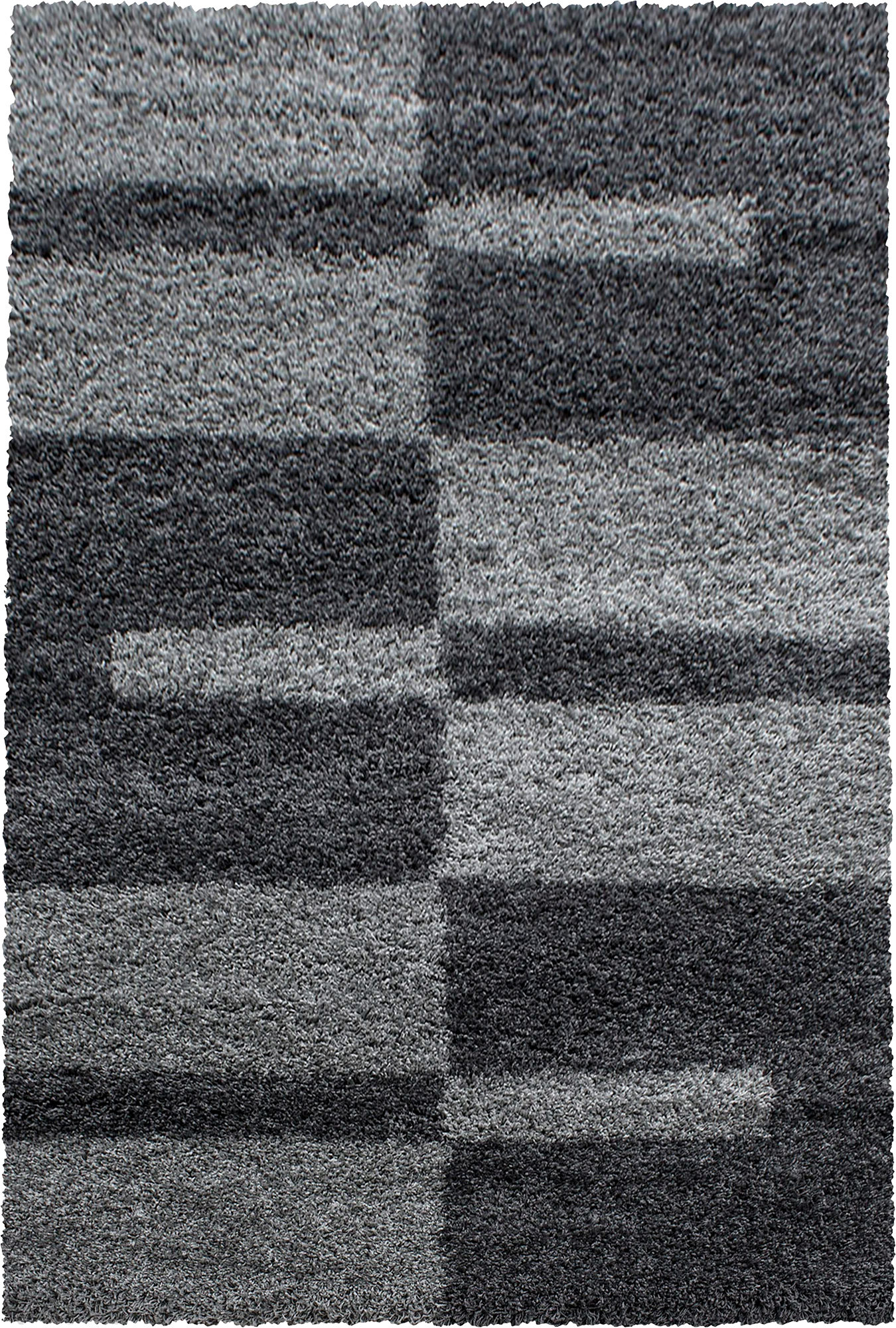 Checkered Plaid Block Shag Rug | Gray