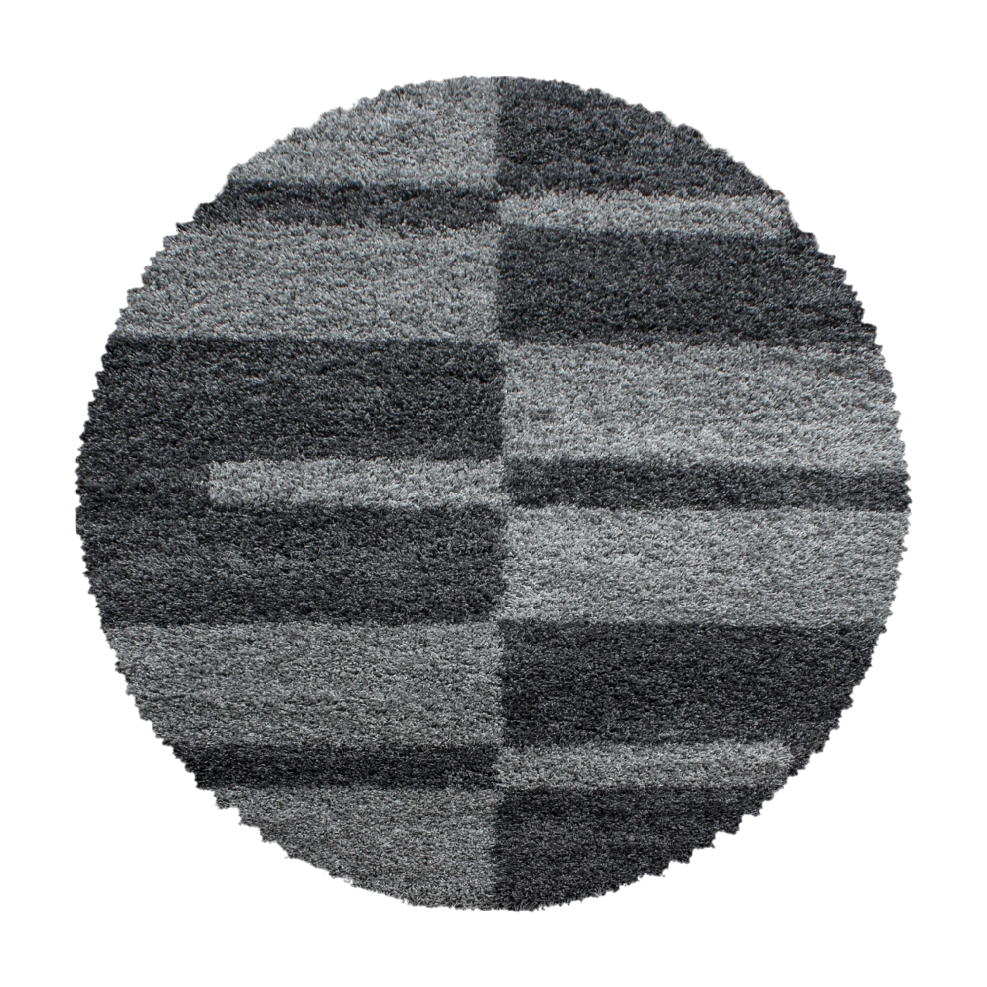 Checkered Plaid Block Shag Rug | Gray