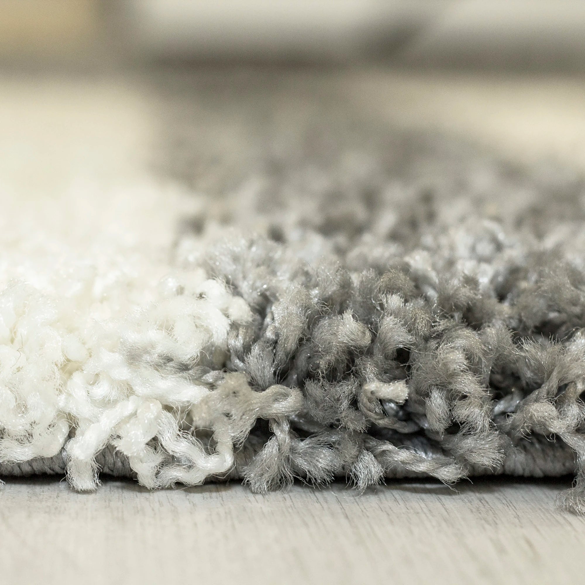 Checkered Plaid Block Shag Rug | Light Gray