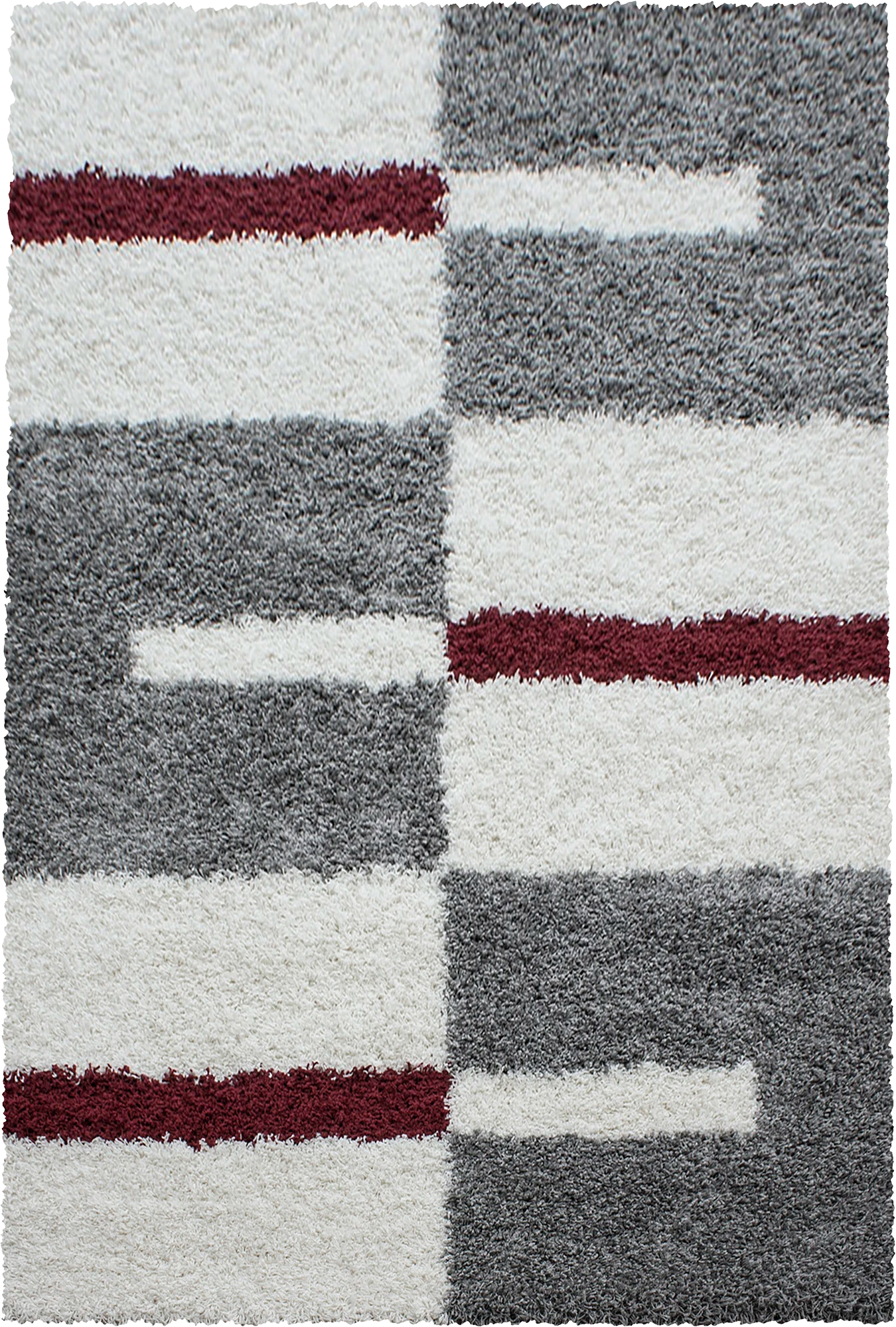 Checkered Plaid Block Shag Rug | Red