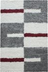 Checkered Plaid Block Shag Rug | Red Red