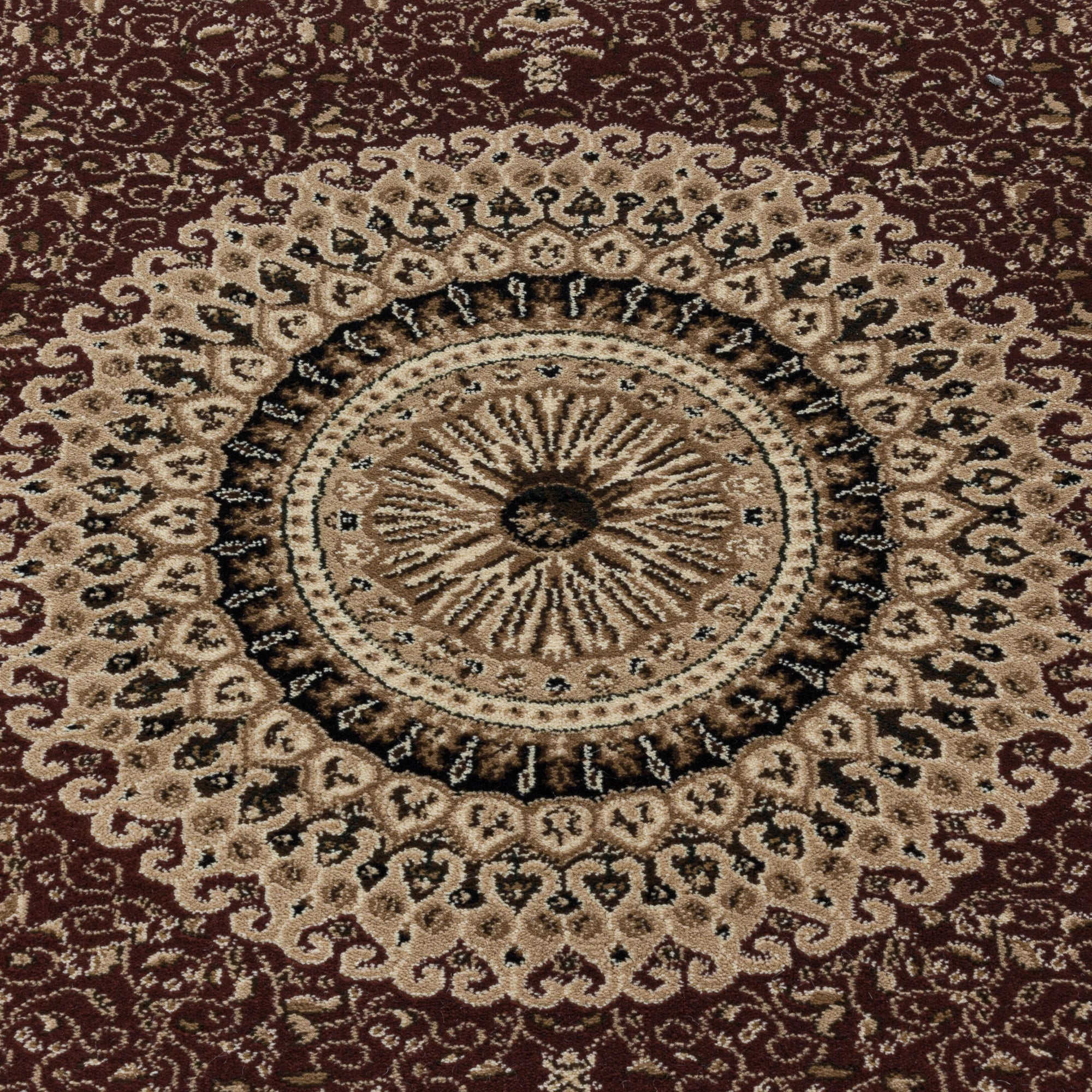 Traditional Circular Medallion Area Rug | Red