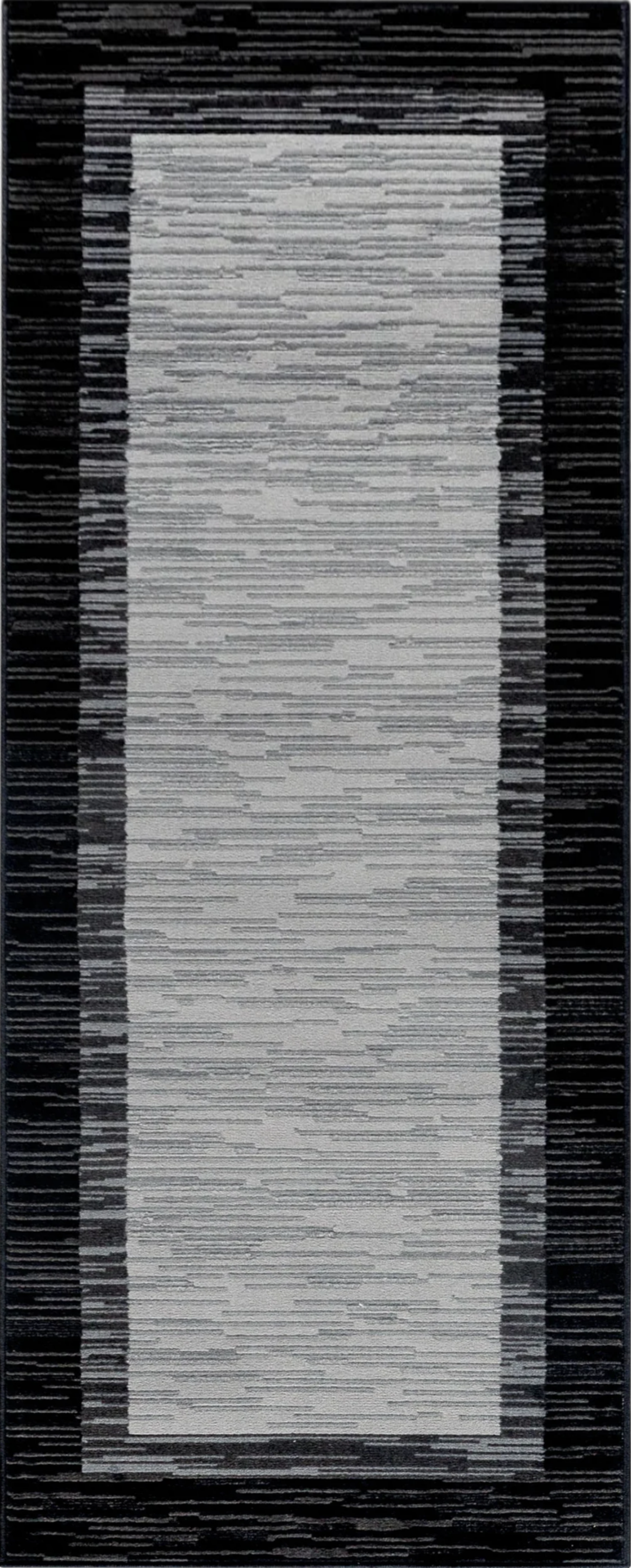 Abstract Stripe Border Rug | Black