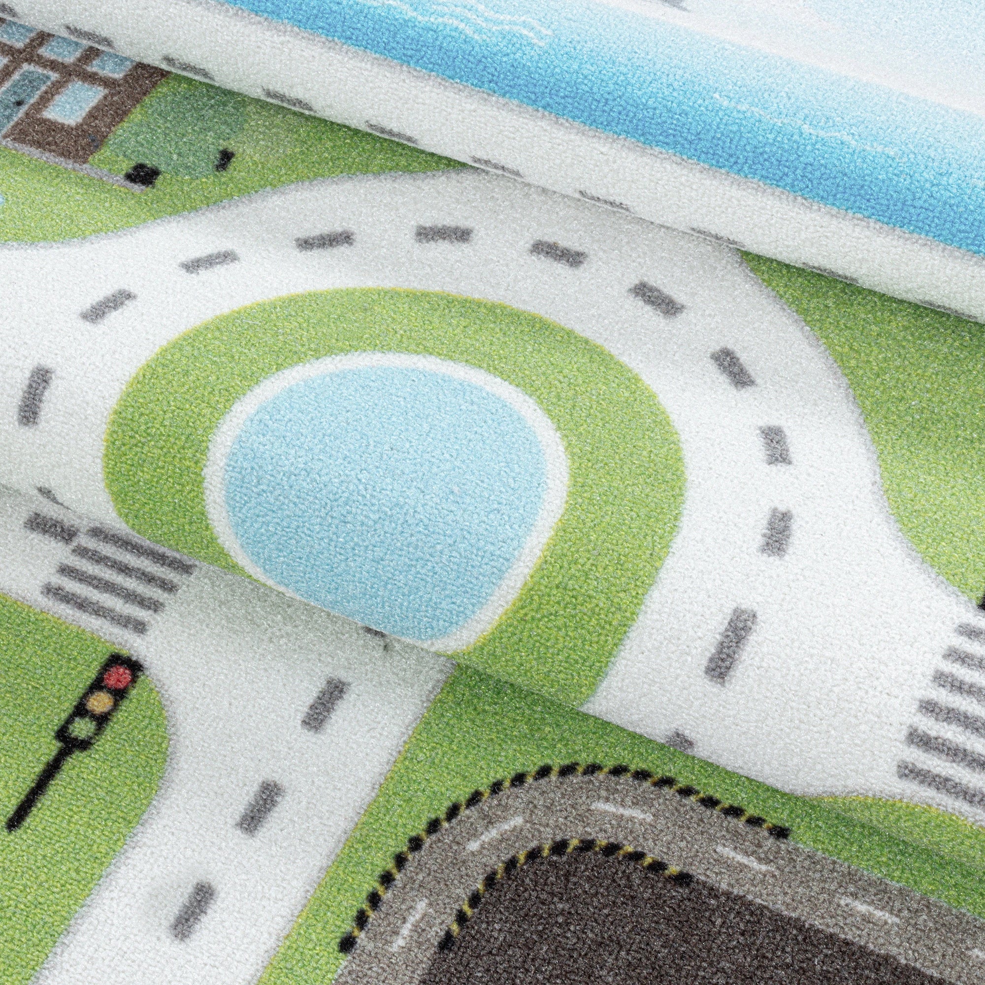 Fun City Road Traffic Playmat for Kids Rug | Green