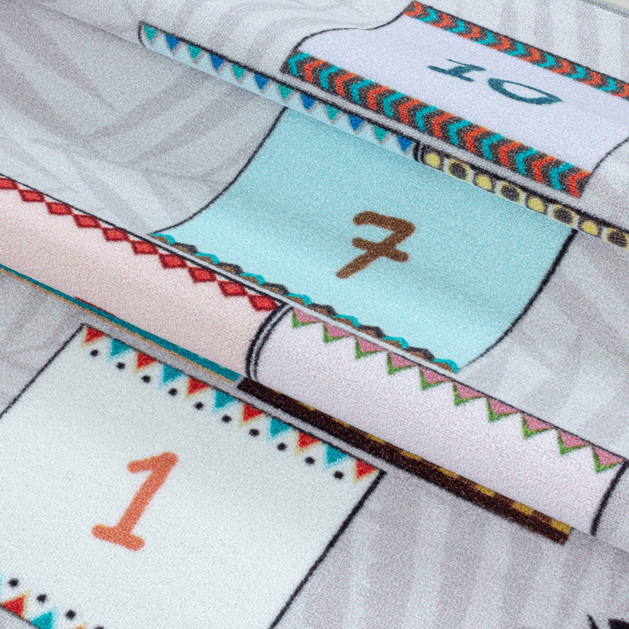 Cute Boho Animals Hopscotch Kids Game Rug | Gray