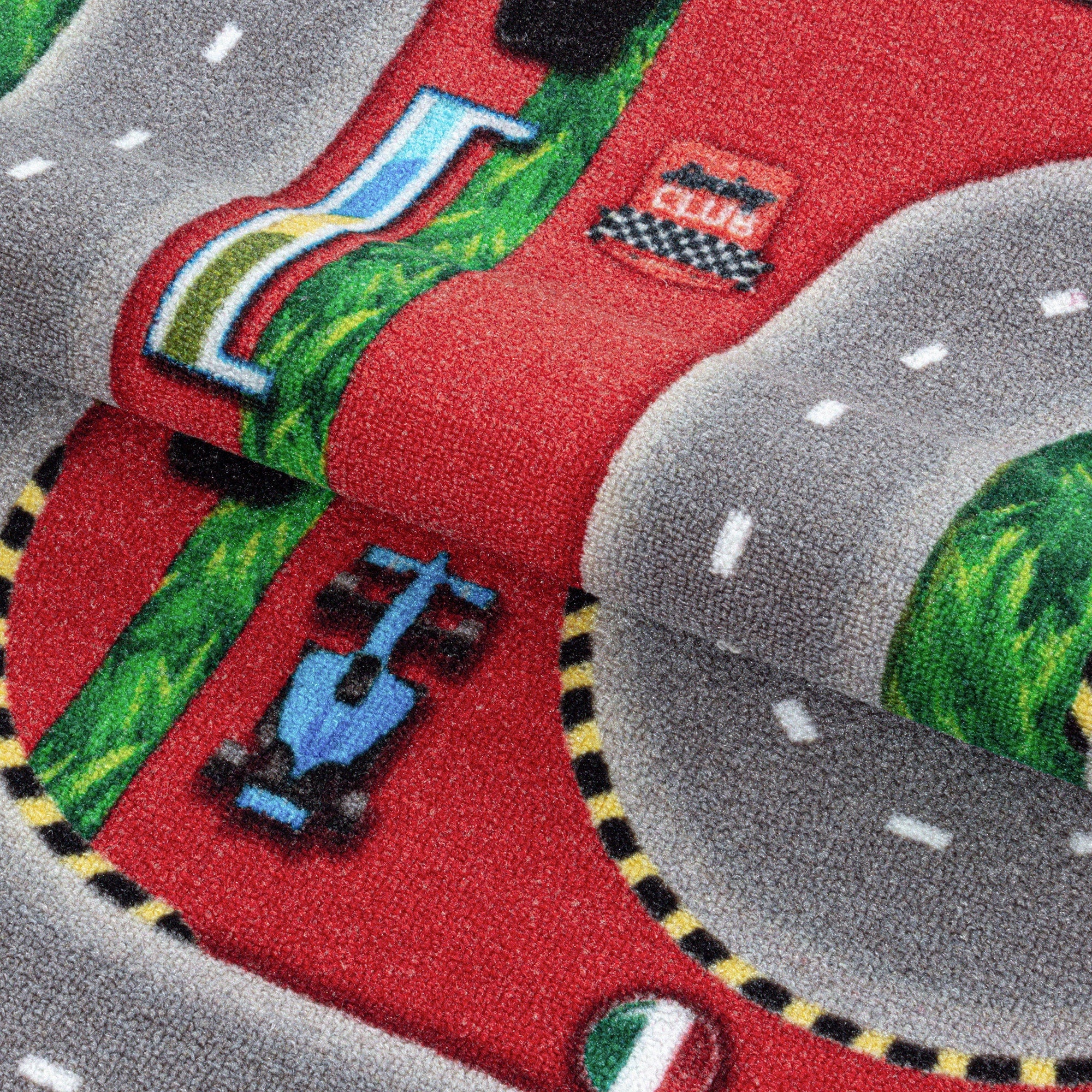 Fun Race Car Track Shaped Kids Play Carpet | Red
