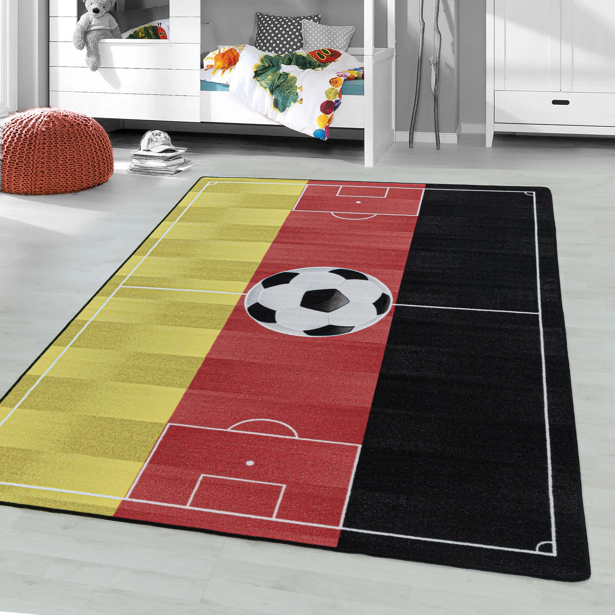 Germany Flag Soccer Field Kids Room Carpet | Red