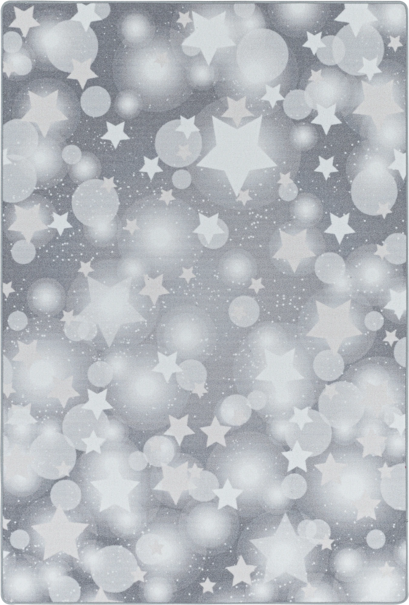 Magical Glitter Bokeh Star Pattern Kids Rug | Gray
